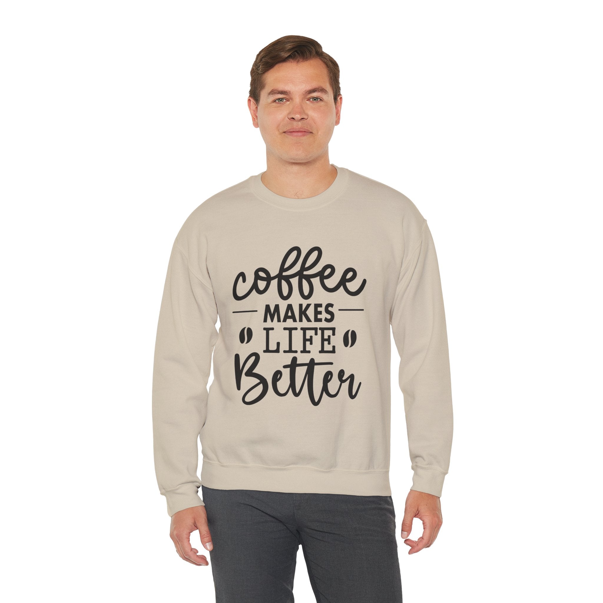 Coffee makes Life Better Sweatshirt, Coffee Lovers Unisex Heavy Blend™ Crewneck Sweatshirt, Sweatshirt for Coffee Lovers