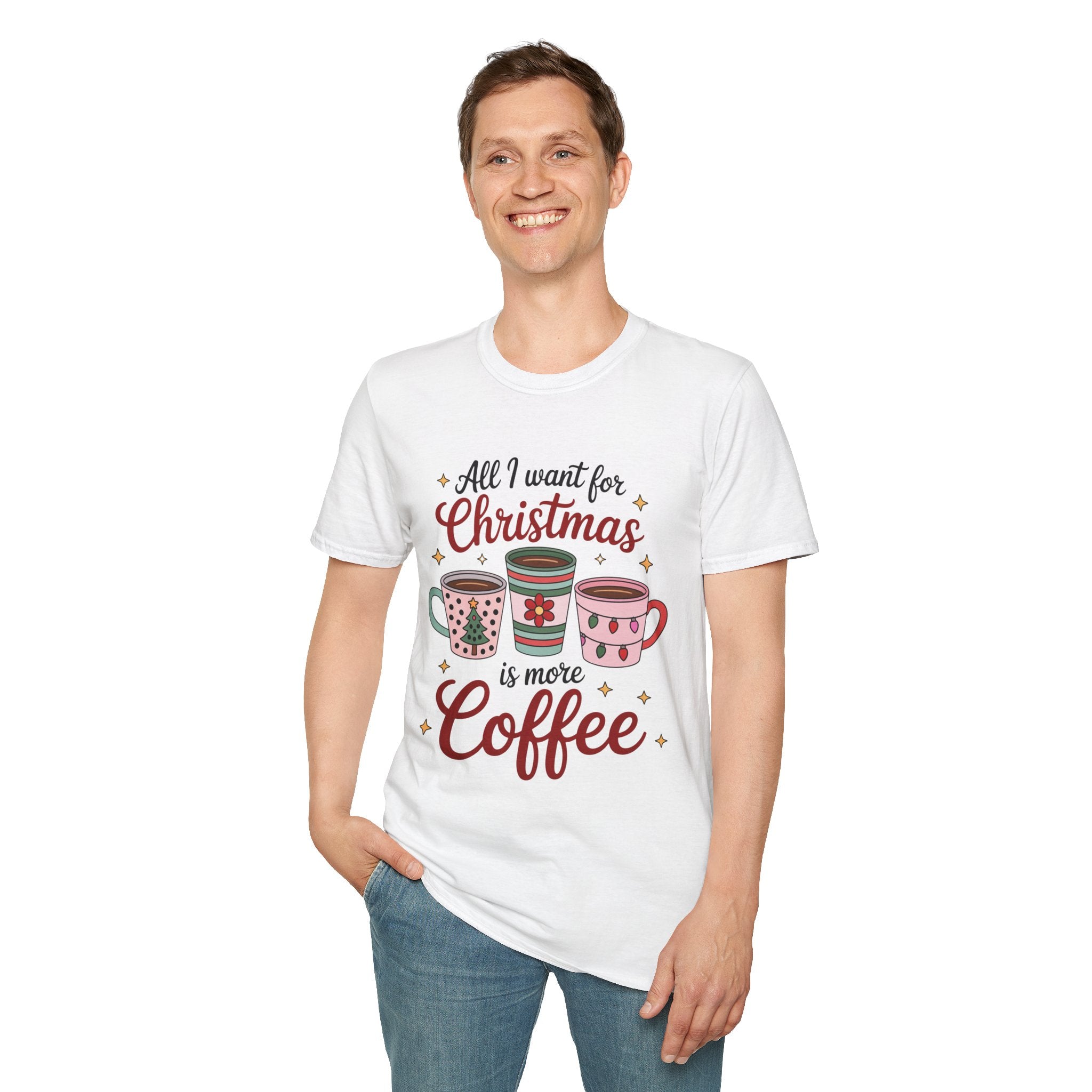 Christmas Coffee Lovers T-Shirt, Holiday Tee, Funny Christmas Gift, Unisex Softstyle Shirt, Coffee Theme Apparel