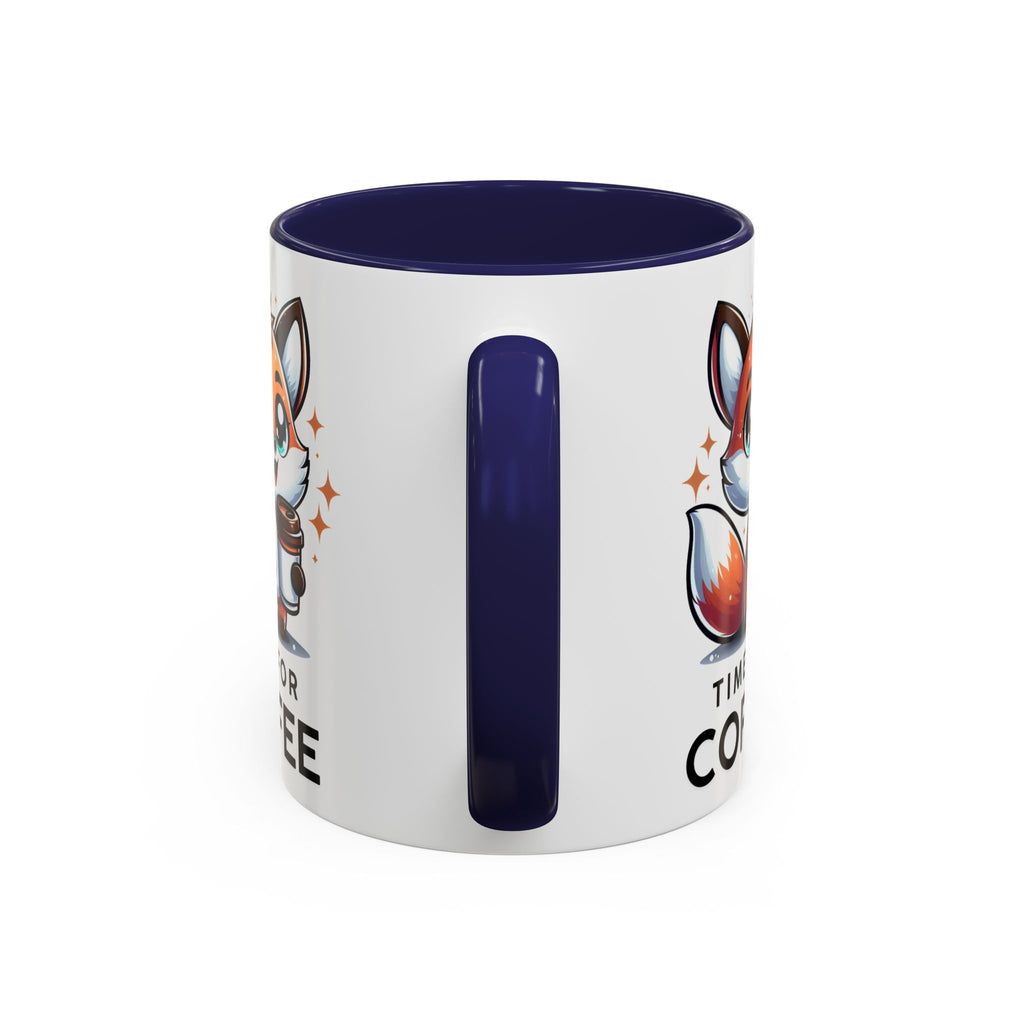 Cute Fox Coffee Mug - Time for Coffee, Animal Lover Gift, Fun Kitchenware, Personalize for Birthdays, Office Decor
