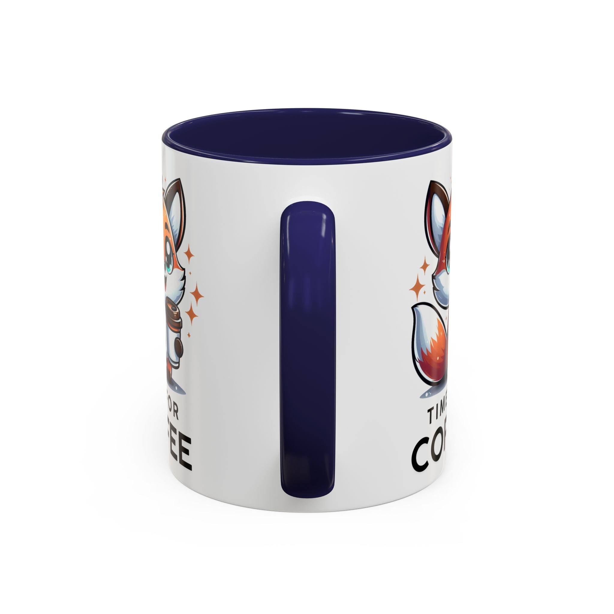 Cute Fox Coffee Mug - Time for Coffee, Animal Lover Gift, Fun Kitchenware, Personalize for Birthdays, Office Decor