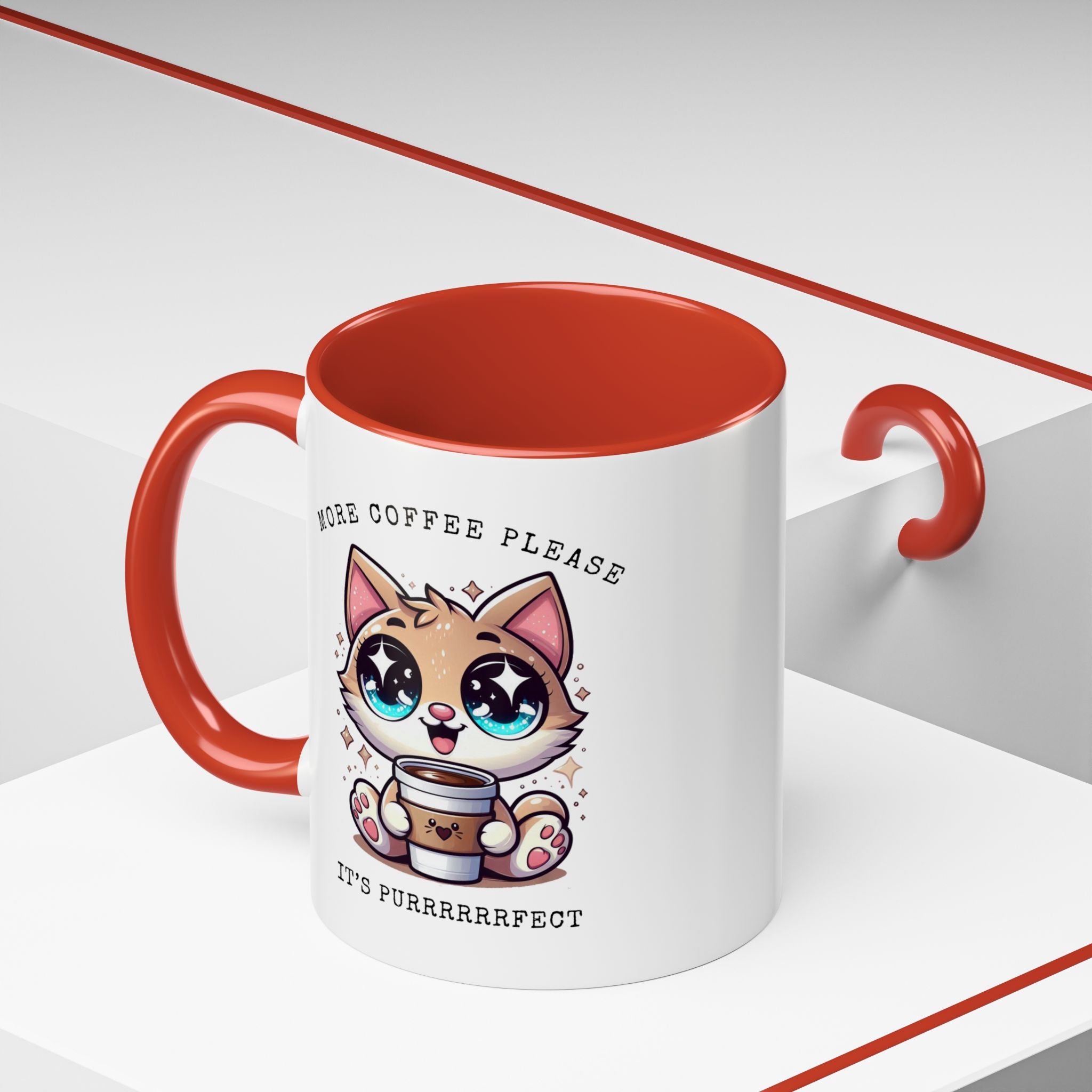 Cute Cat Coffee Mug - More Coffee Please, Adorable Gift for Cat Lovers, Fun Kitchen Decor, Perfect for Birthdays or Holidays