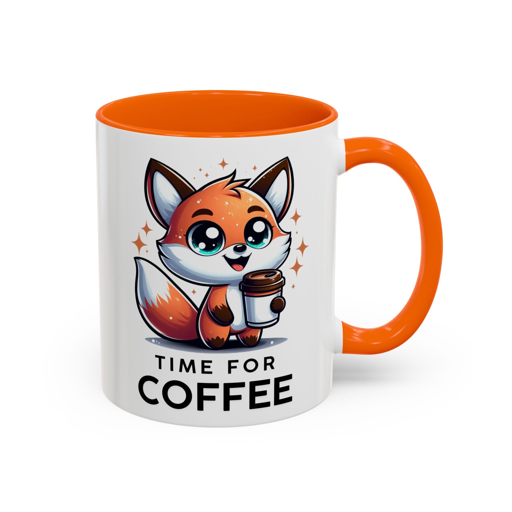 Cute Fox Coffee Mug - Time for Coffee, Animal Lover Gift, Fun Kitchenware, Personalize for Birthdays, Office Decor