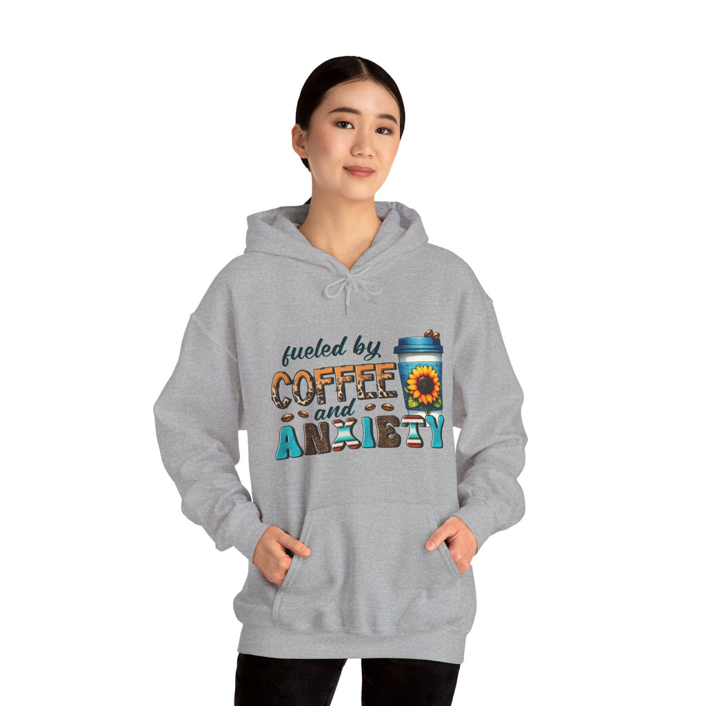 Fueled by Coffee and Anxiety Hoodie, Cozy Unisex Sweatshirt for Coffee Lovers