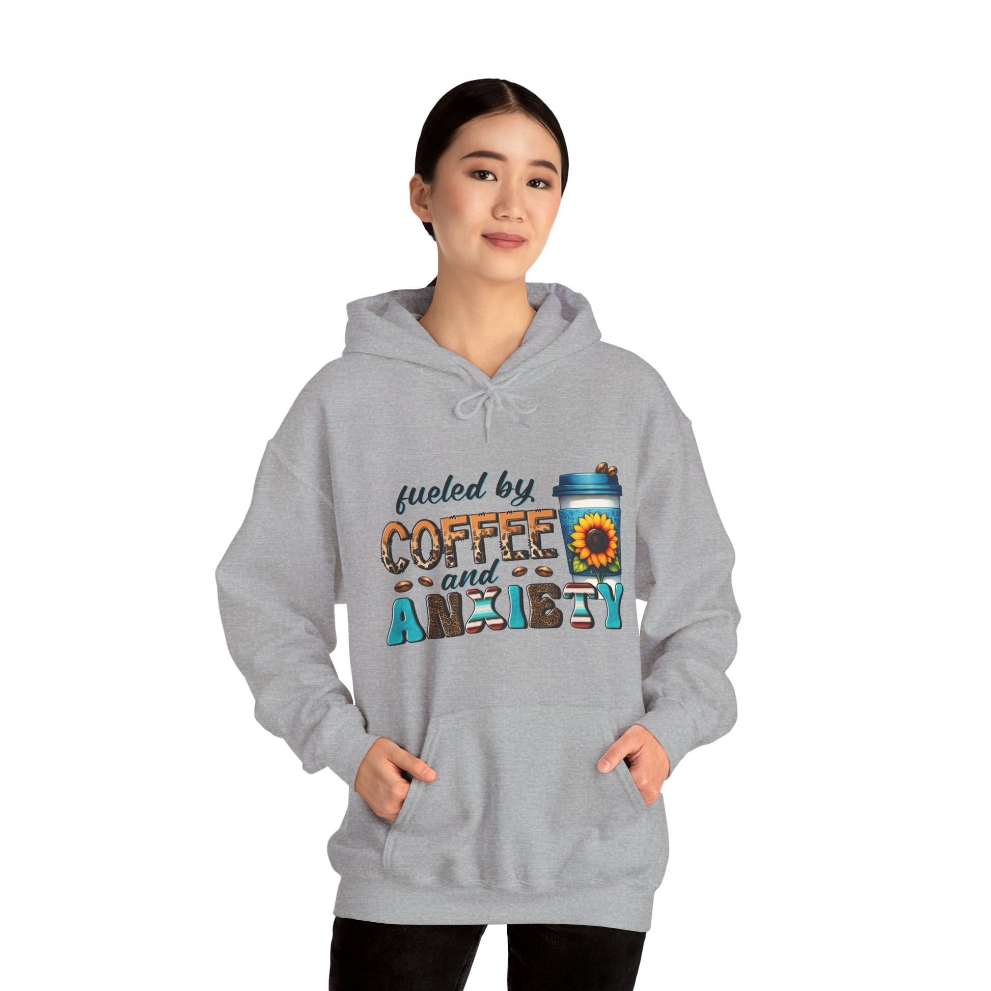 Fueled by Coffee and Anxiety Hoodie, Cozy Unisex Sweatshirt for Coffee Lovers