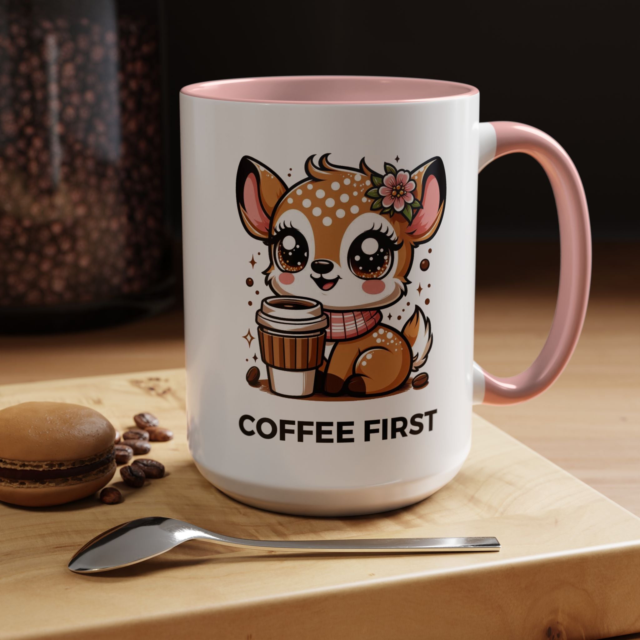 Cute Coffee Mug, Coffee First, Animal Lover Gift, Kawaii Mug, Adorable Animal Coffee Cup