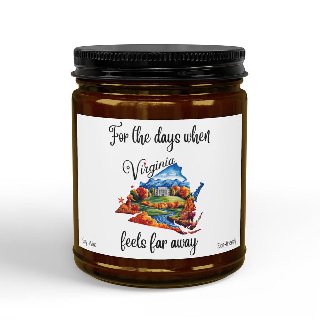 When Virginia feels far away, Homesick Virginia Gift, State Candle, Virginia Souvenir, Scented Soy Candles Black Lid, Eco-friendly Gift