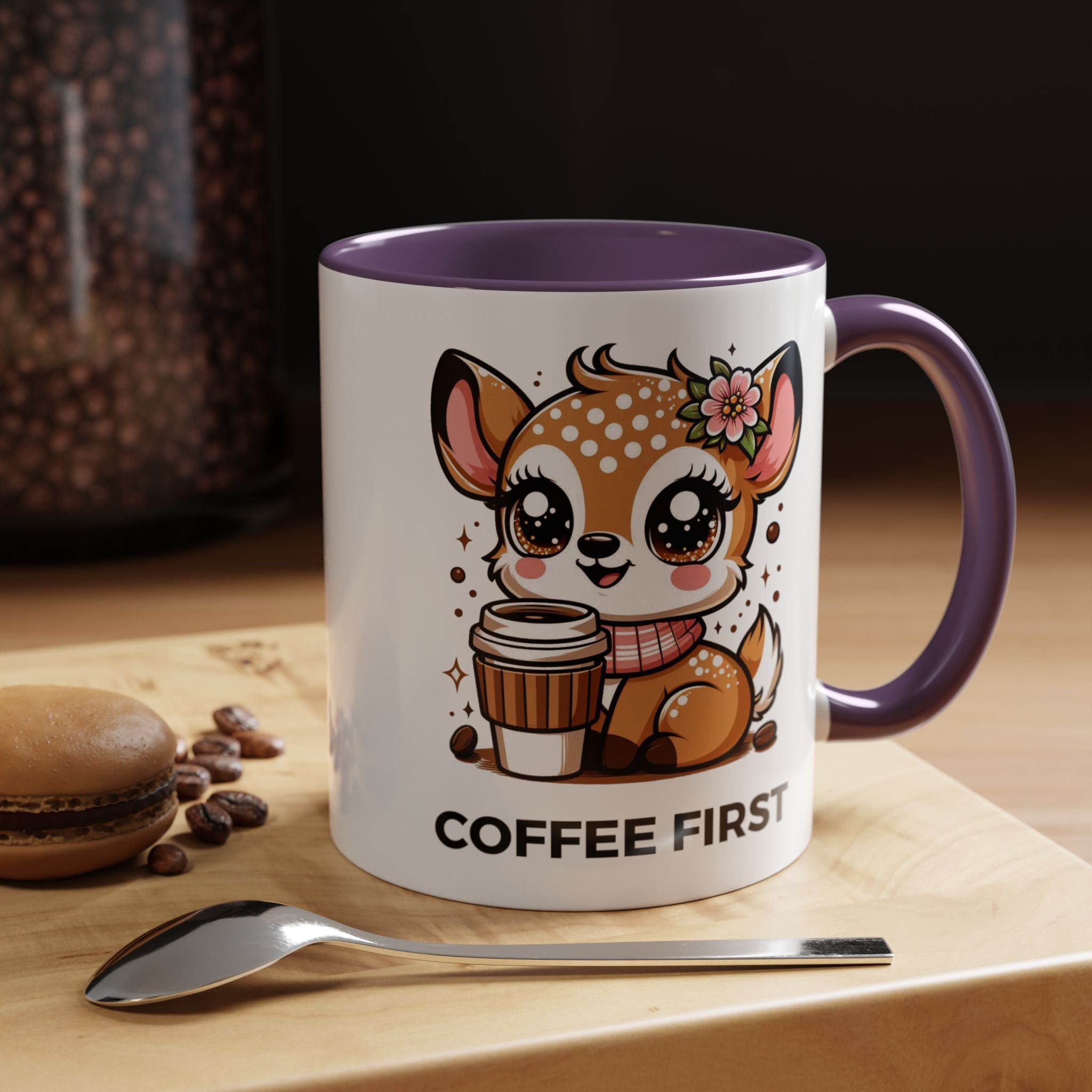Cute Coffee Mug, Coffee First, Animal Lover Gift, Kawaii Mug, Adorable Animal Coffee Cup