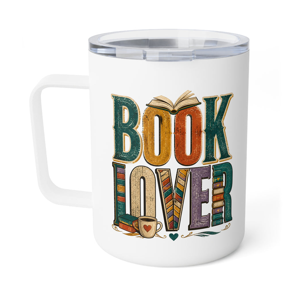 Book lover Insulated Coffee Mug, Morning coffee reading mug, Funny Bookworm Gift