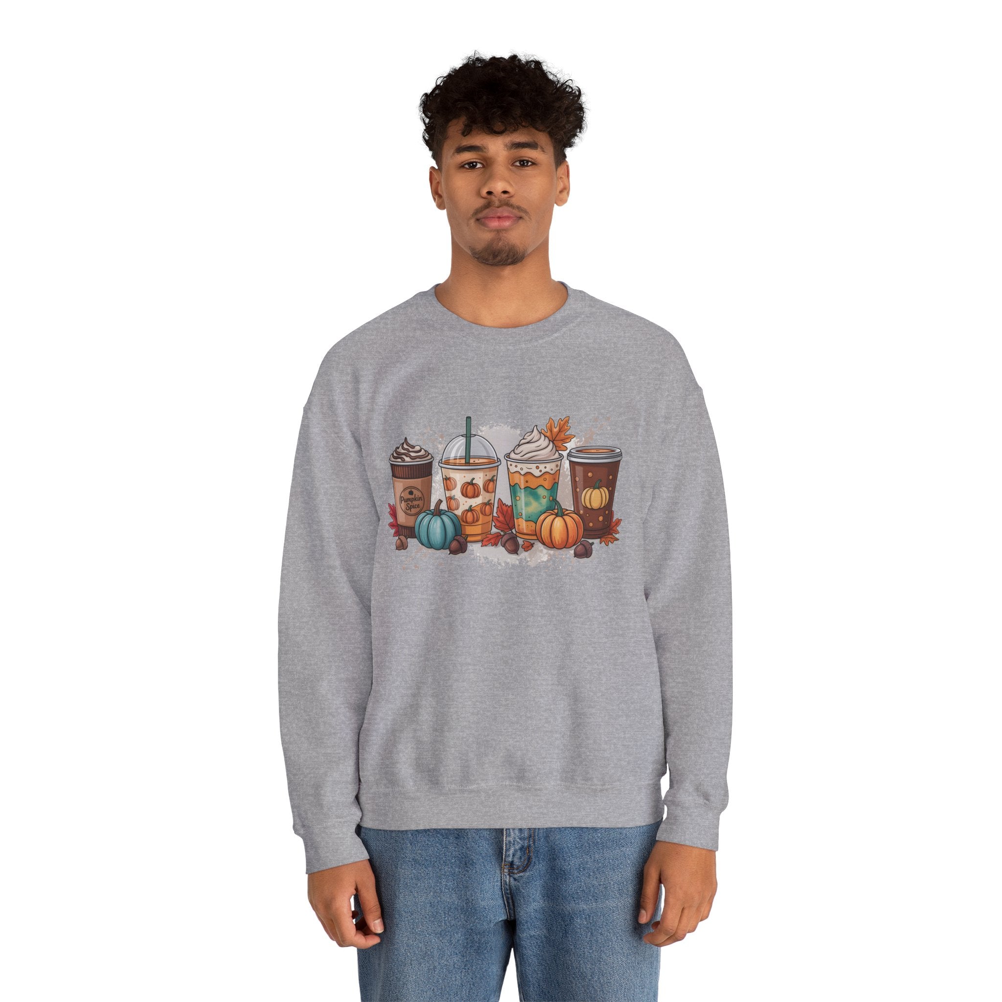 Fall-Inspired Cozy Crewneck Sweatshirt, Autumn Apparel, Unisex Coffee Lovers Sweatshirt