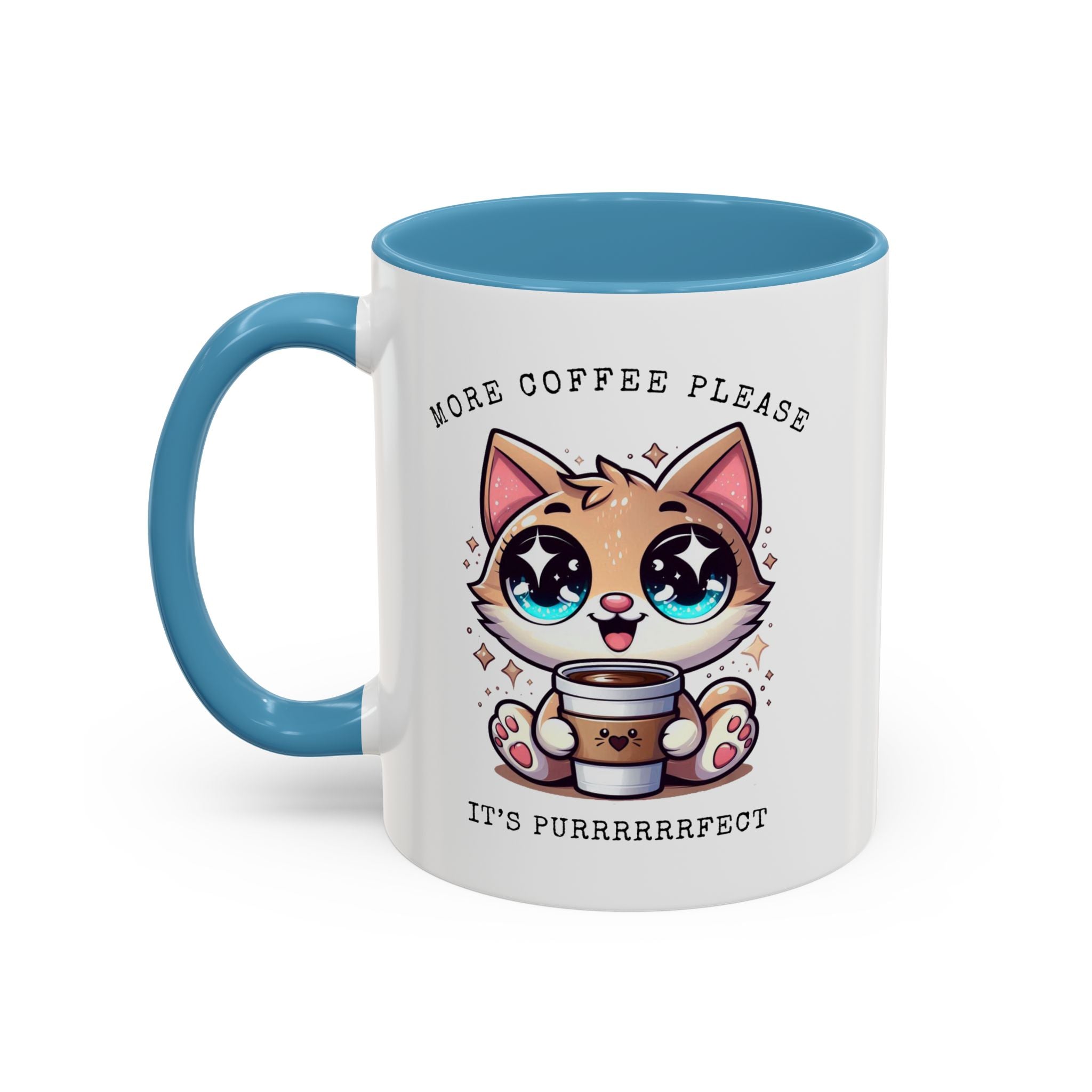 Cute Cat Coffee Mug - More Coffee Please, Adorable Gift for Cat Lovers, Fun Kitchen Decor, Perfect for Birthdays or Holidays