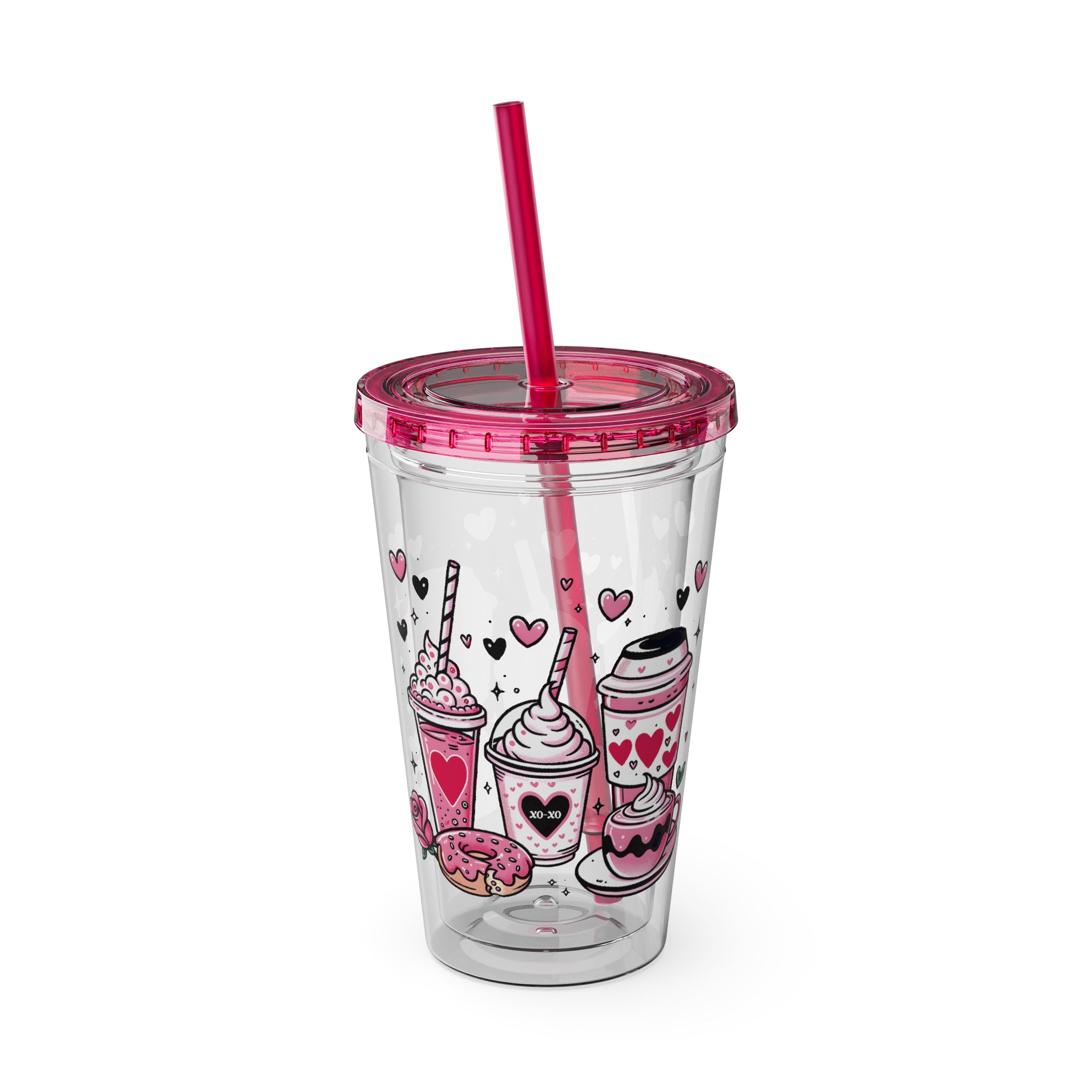 Sunsplash Tumbler with Straw, 16oz, Valentine's Day, Valentine Gift for her, Valentine Gift for him, Coffee Lovers Tumbler