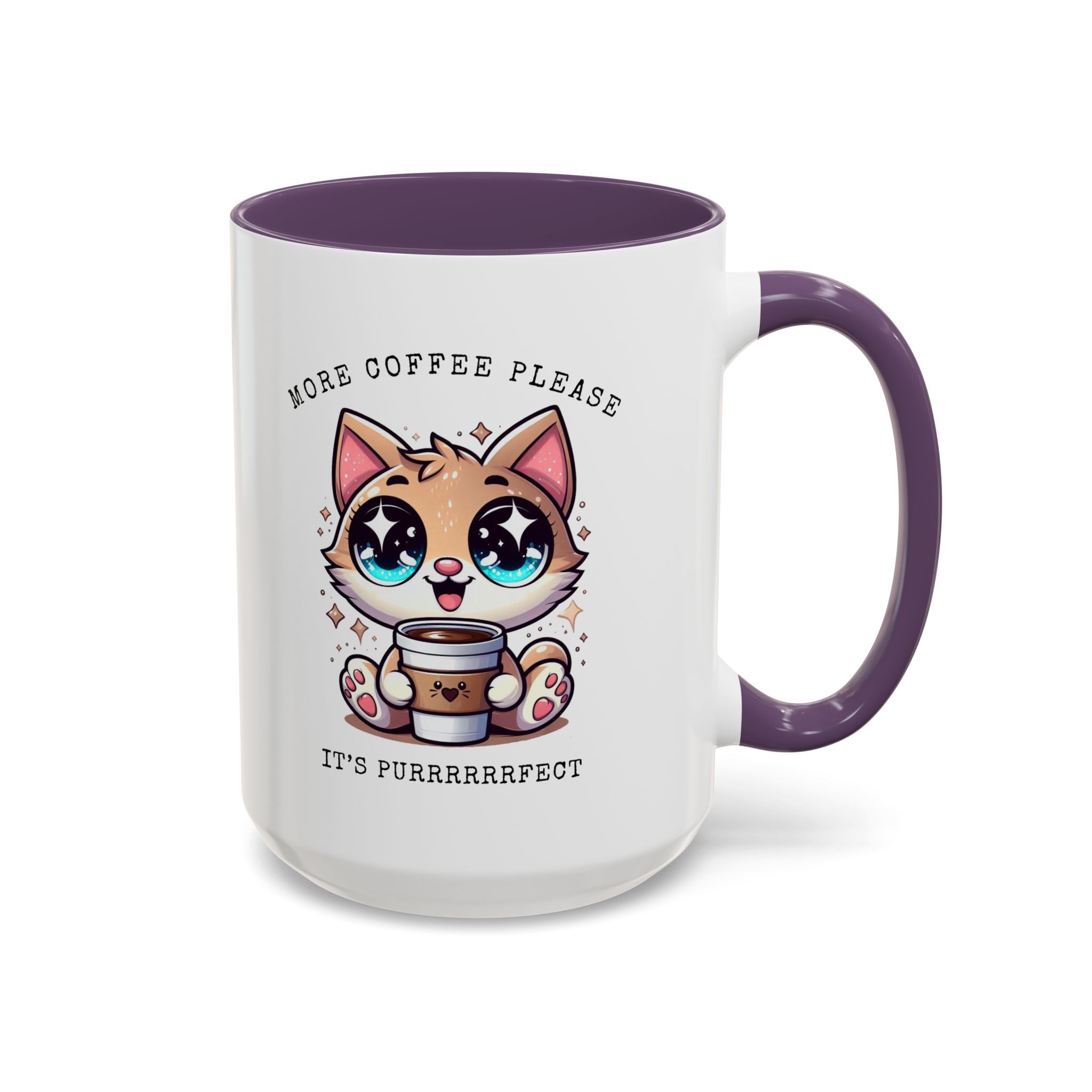 Cute Cat Coffee Mug - More Coffee Please, Adorable Gift for Cat Lovers, Fun Kitchen Decor, Perfect for Birthdays or Holidays