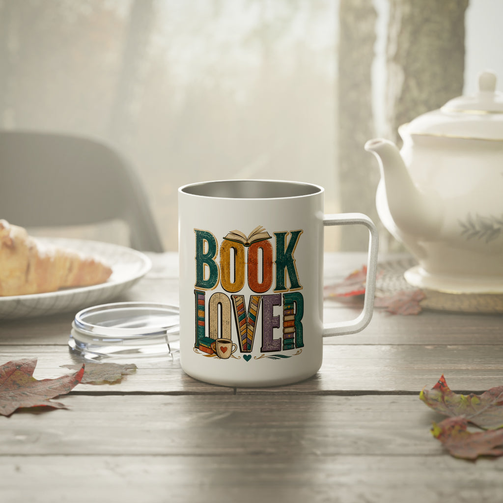 Book lover Insulated Coffee Mug, Morning coffee reading mug, Funny Bookworm Gift
