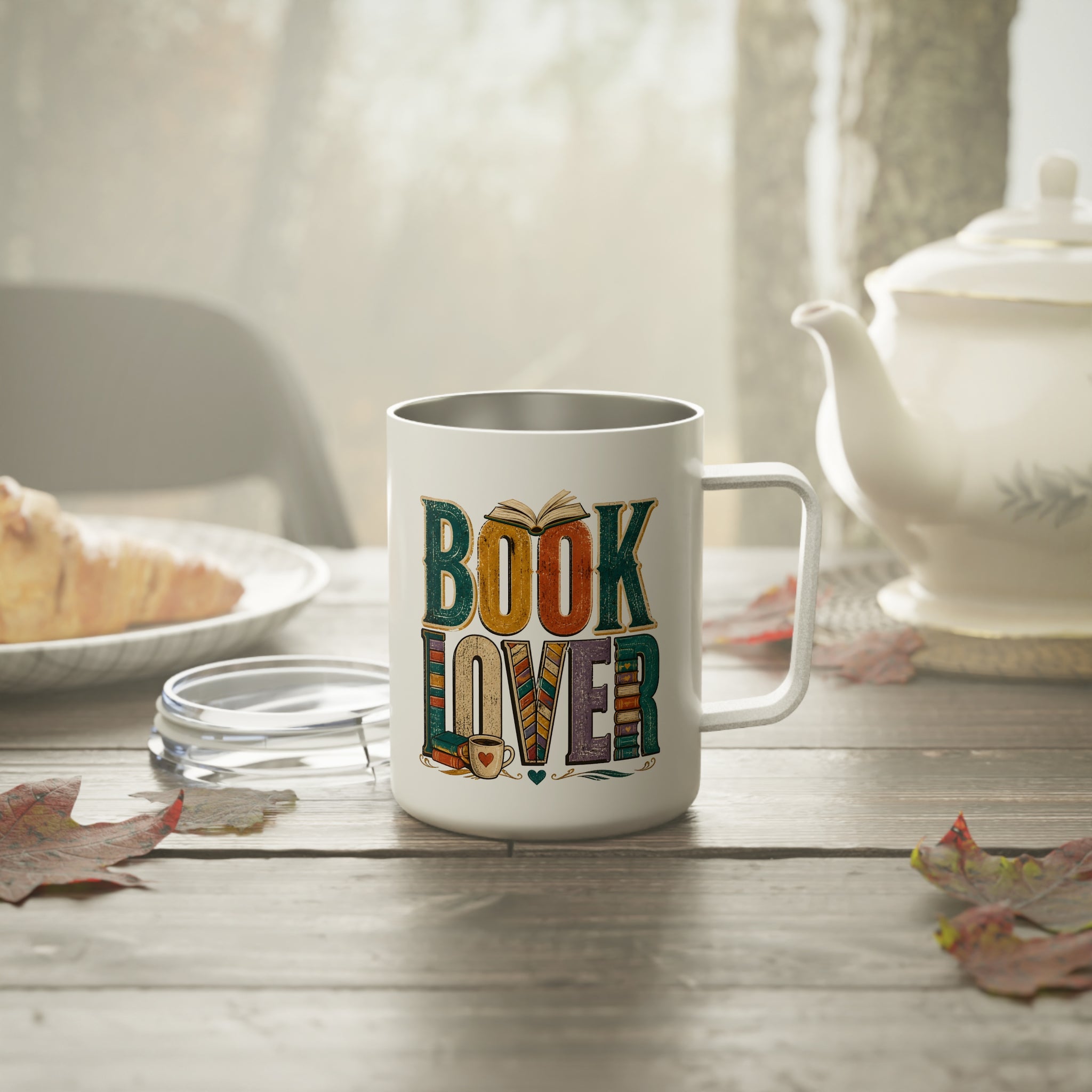 Book lover Insulated Coffee Mug, Morning coffee reading mug, Funny Bookworm Gift