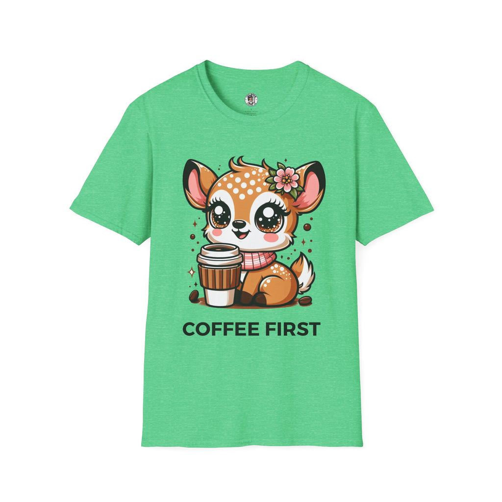 Coffee First Cute Baby Deer Unisex Softstyle T-Shirt