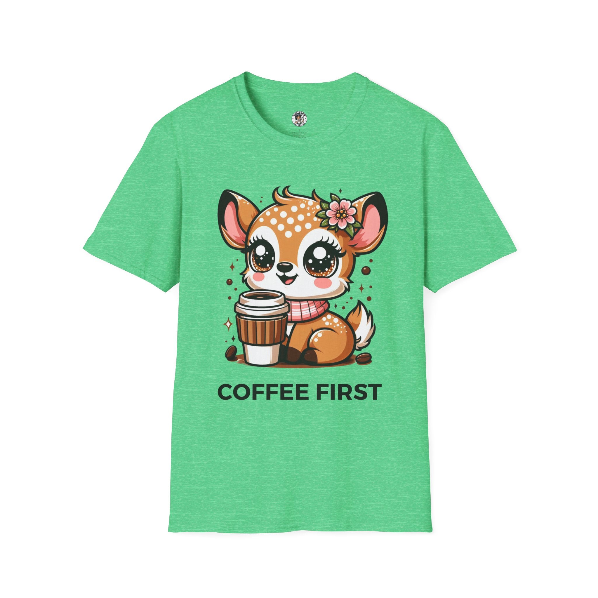 Coffee First Cute Baby Deer Unisex Softstyle T-Shirt