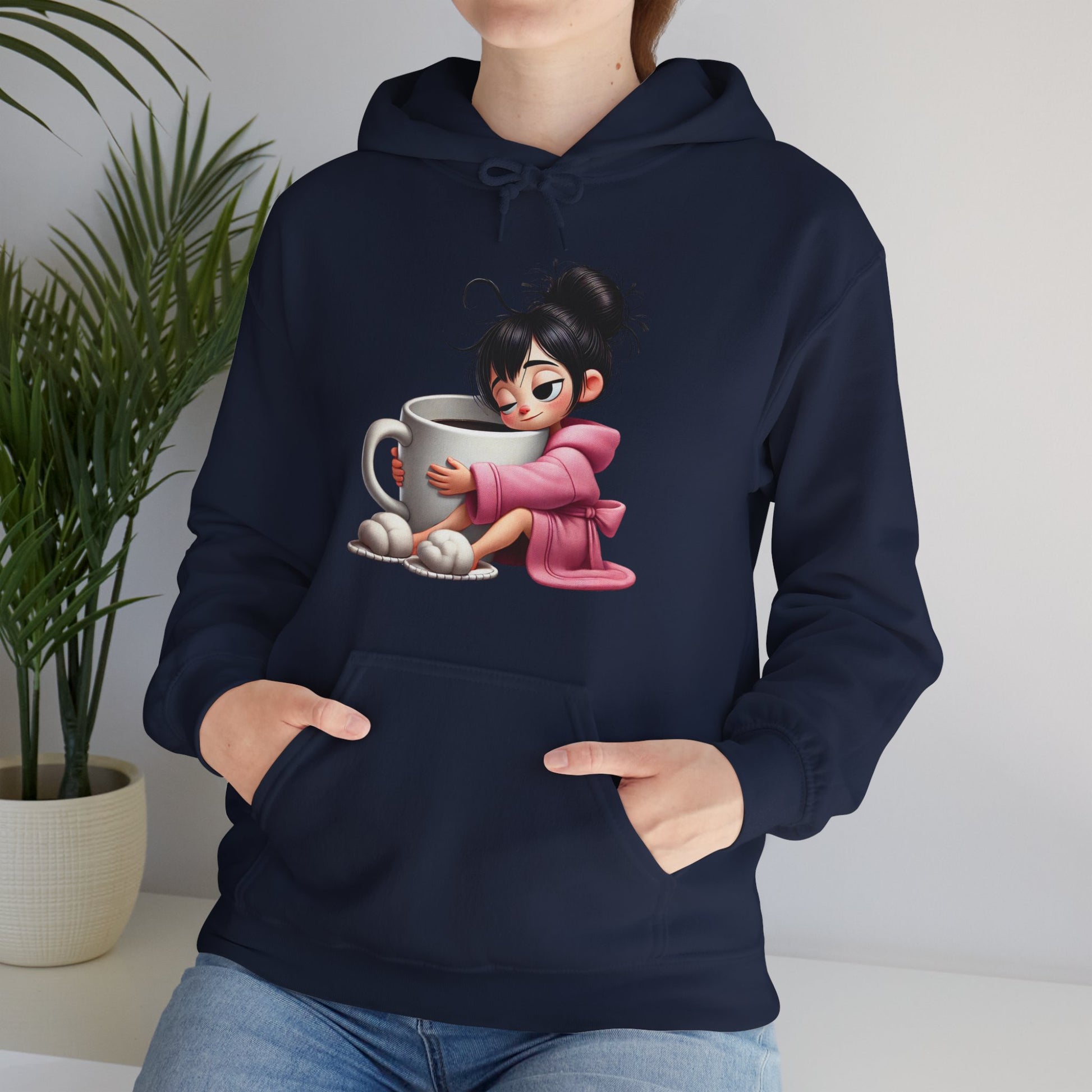 Cozy Coffee Lover Hoodie - Cute Cartoon Design for Chill Days