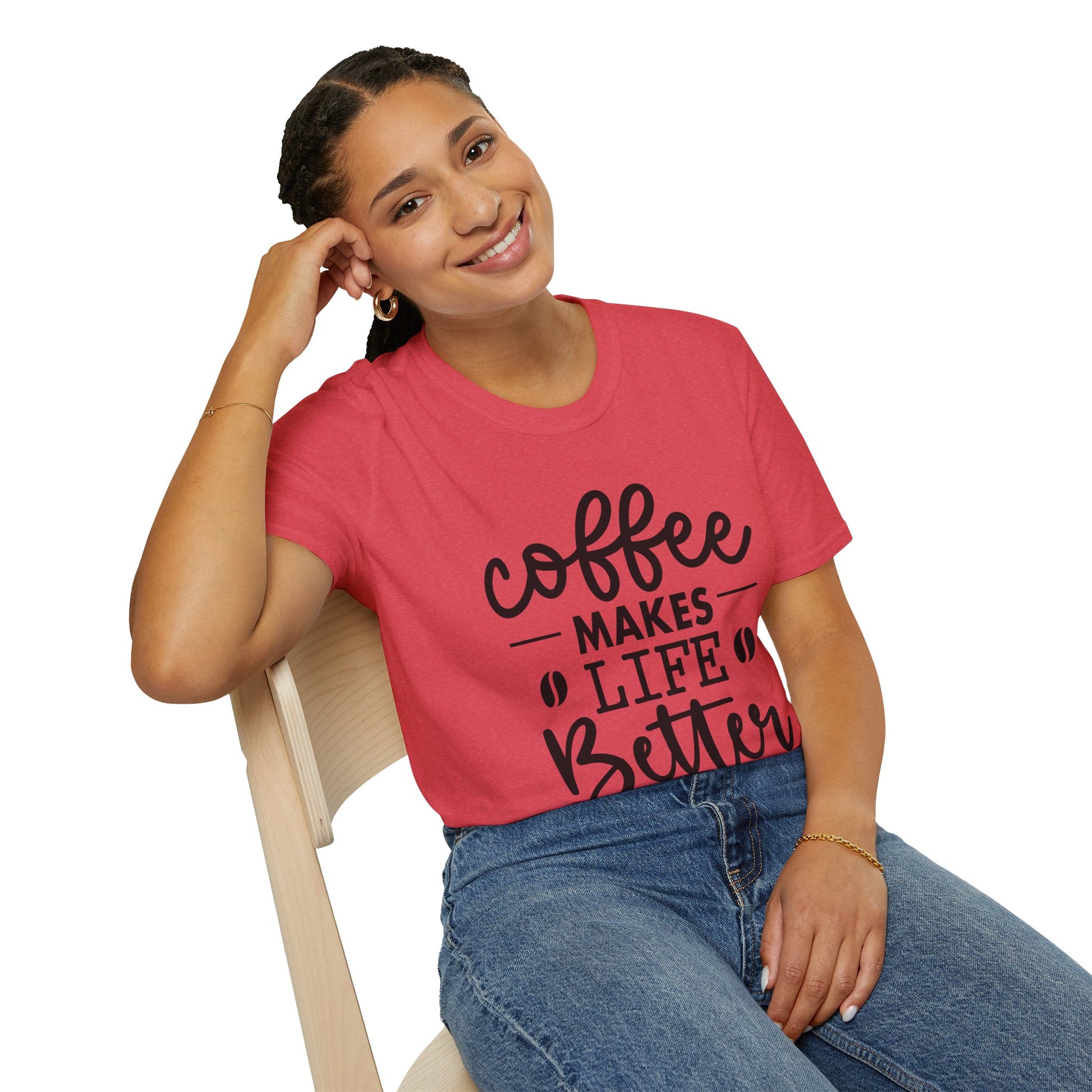 Coffee makes Life Better T-Shirt, Coffee Lovers Unisex Softstyle T-Shirt