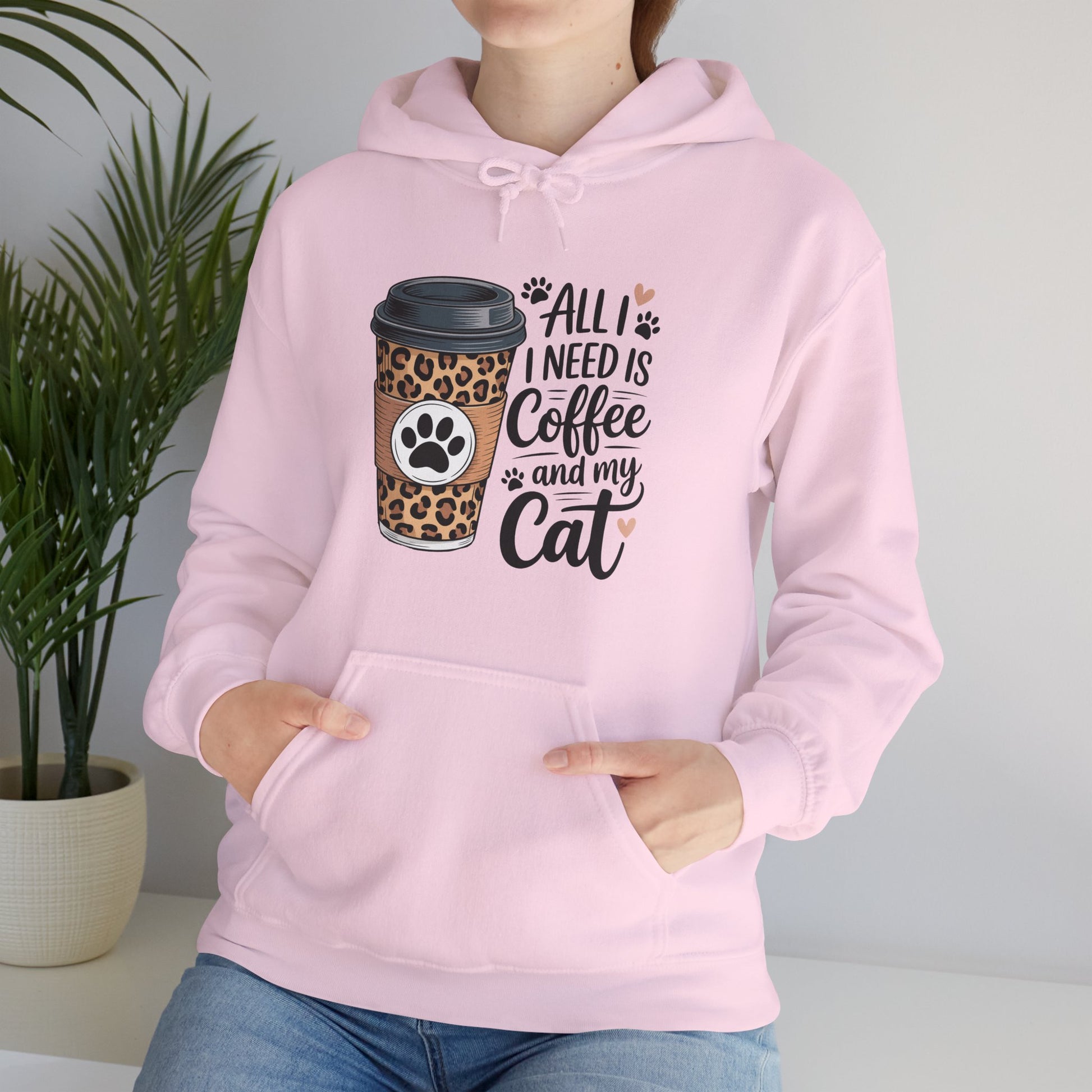 Coffee and Cat Lover Hoodie, All I need is Coffee and my cat Unisex Heavy Blend Sweatshirt