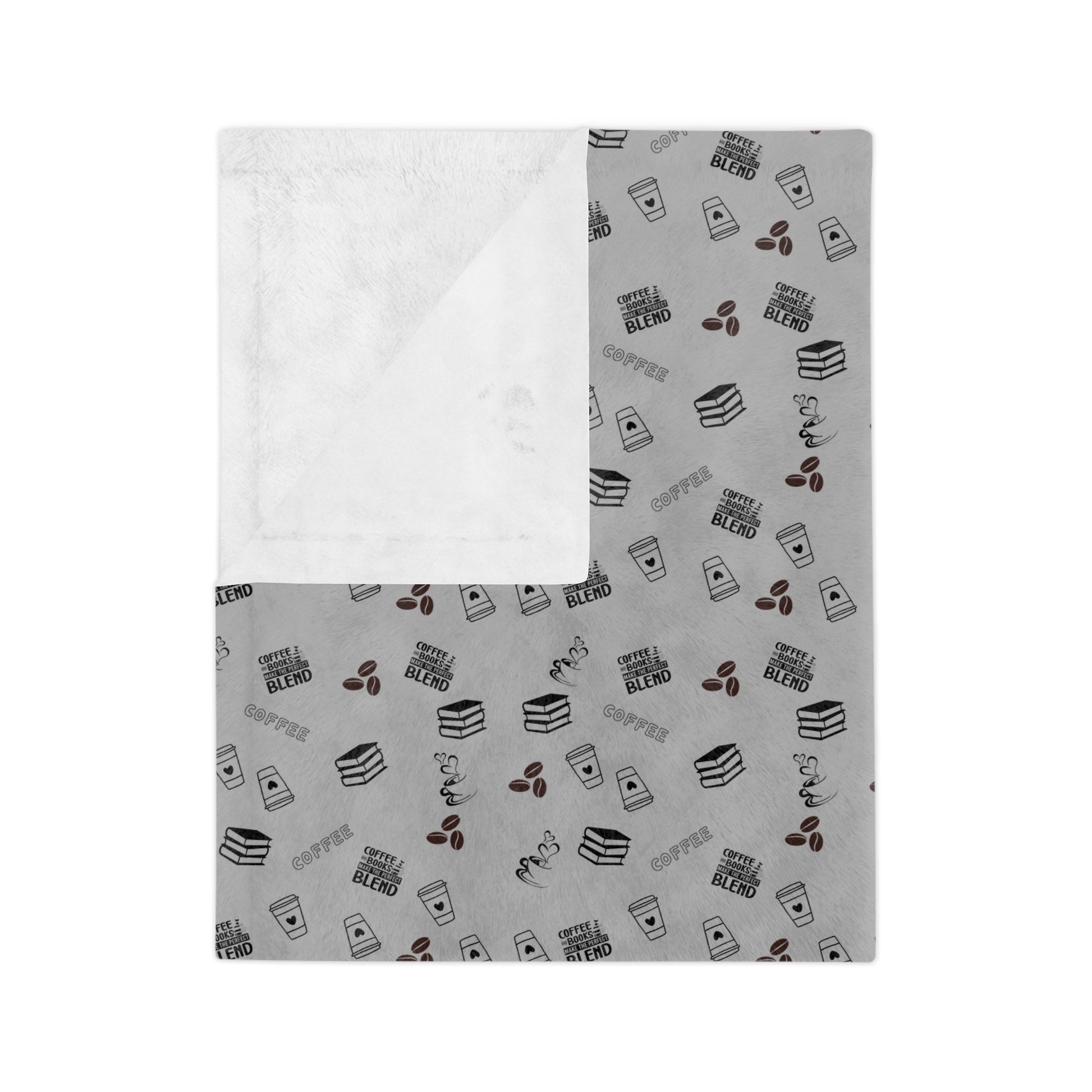 Coffee and books make the perfect blend cozy velveteen microfiber blanket, Soft Throw, Home Decor