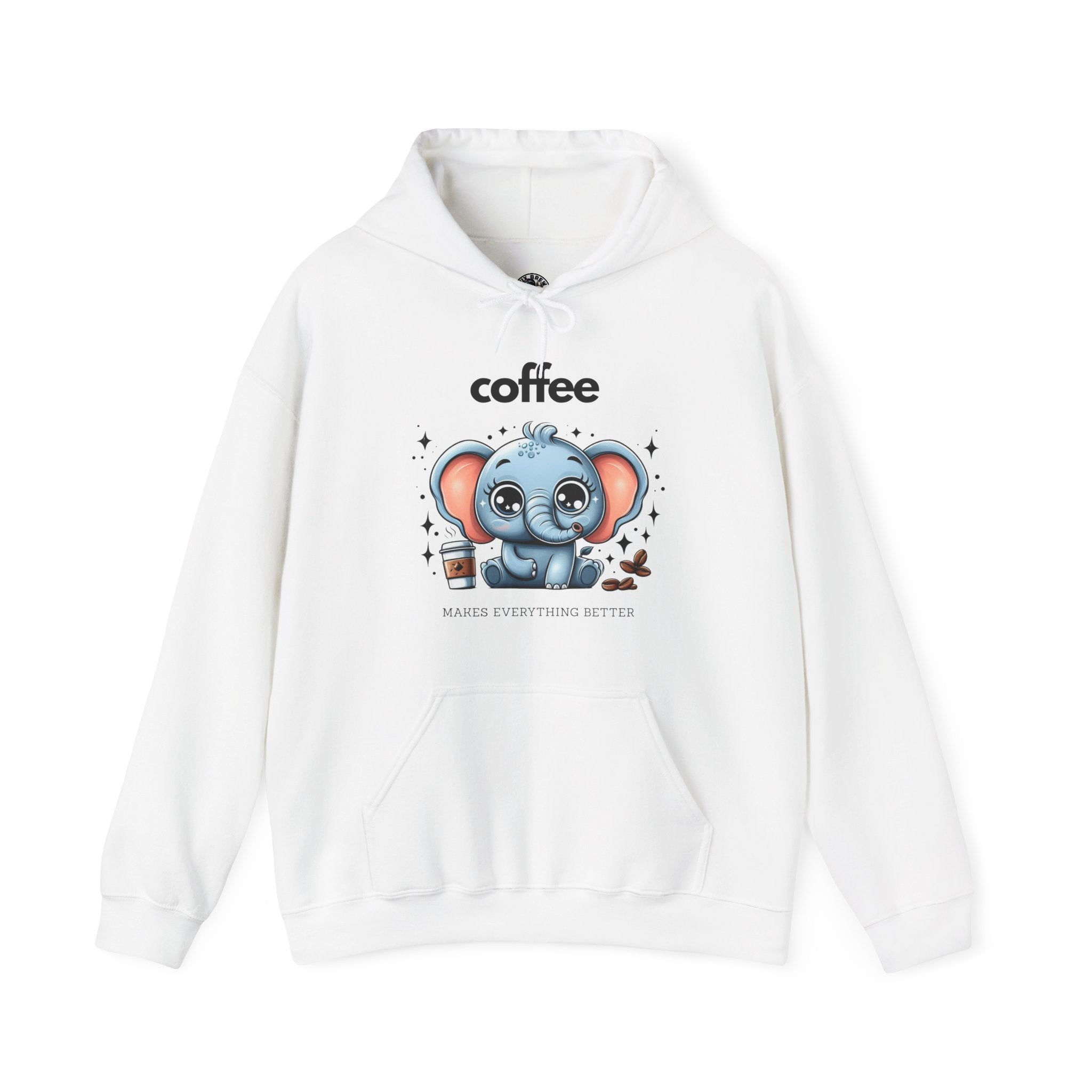 Coffee Loving Elephant Hoodie, Cute Sweatshirt for Animal Lovers, Gifts for Her, Cozy Fashion, Warm Winter Wear