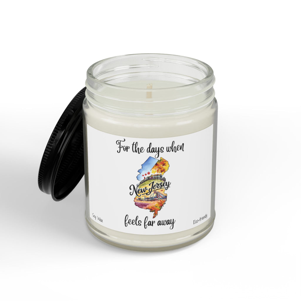 For the days when New Jersey feels far away, Homesick New Jersey Gift, State Candle, NJ Souvenir, Soy Candles Black Lid, Eco-friendly Gift