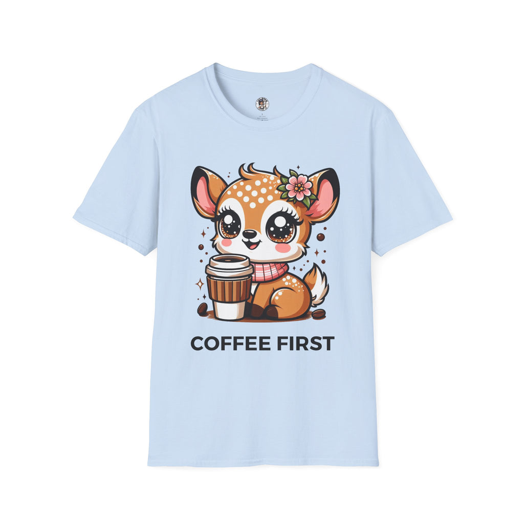 Coffee First Cute Baby Deer Unisex Softstyle T-Shirt