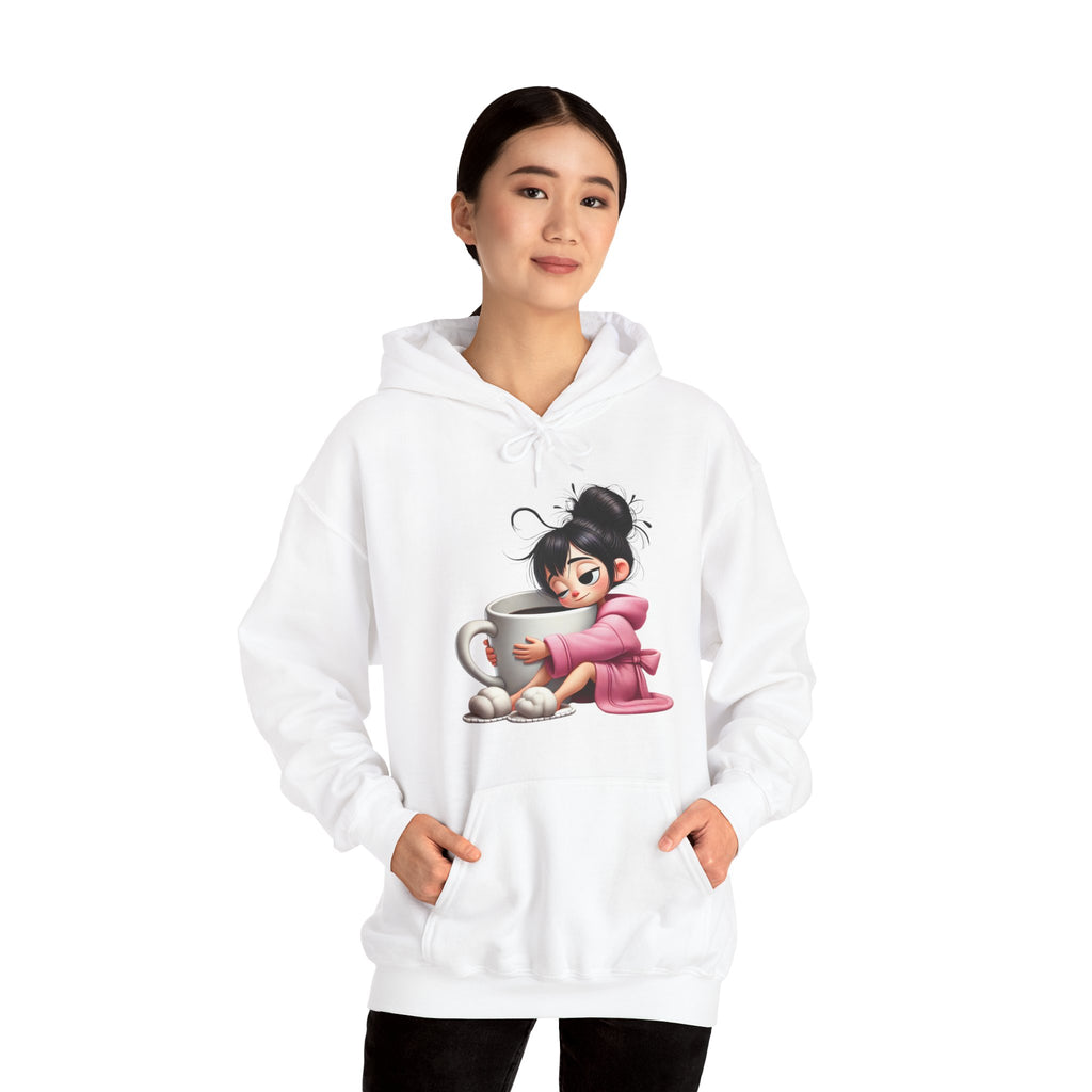 Cozy Coffee Lover Hoodie - Cute Cartoon Design for Chill Days