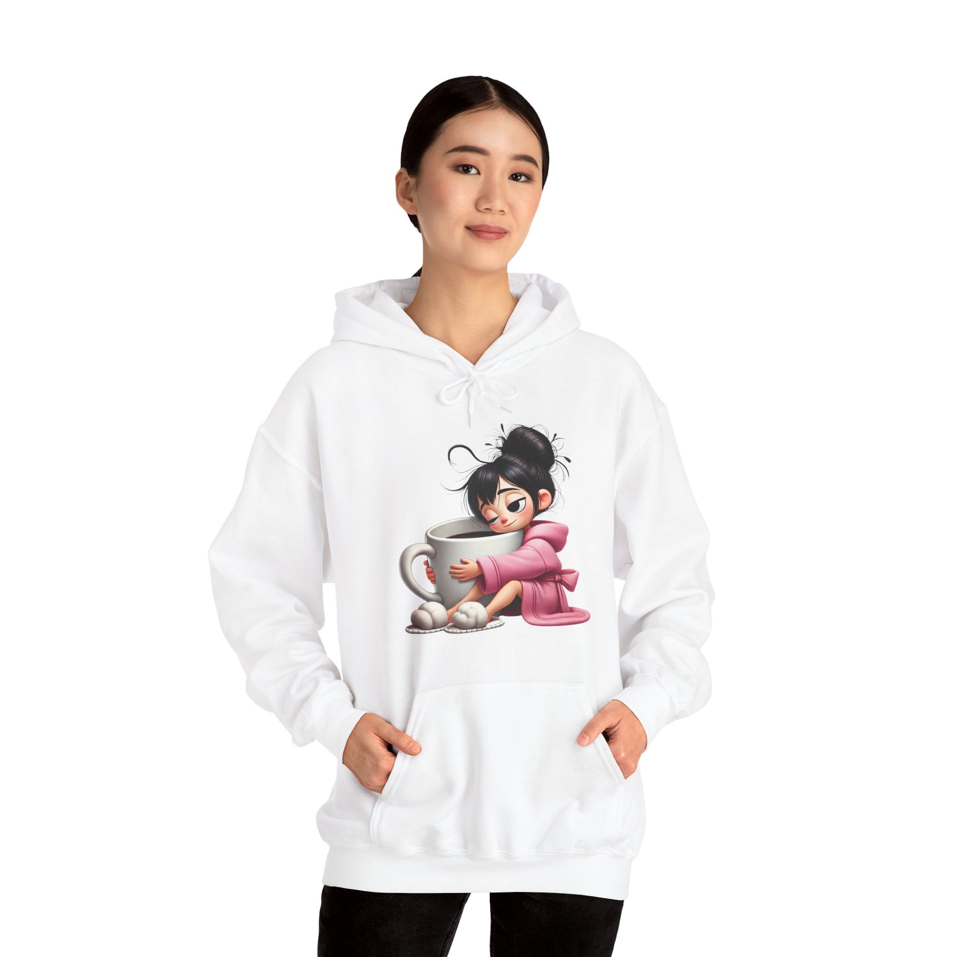 Cozy Coffee Lover Hoodie - Cute Cartoon Design for Chill Days