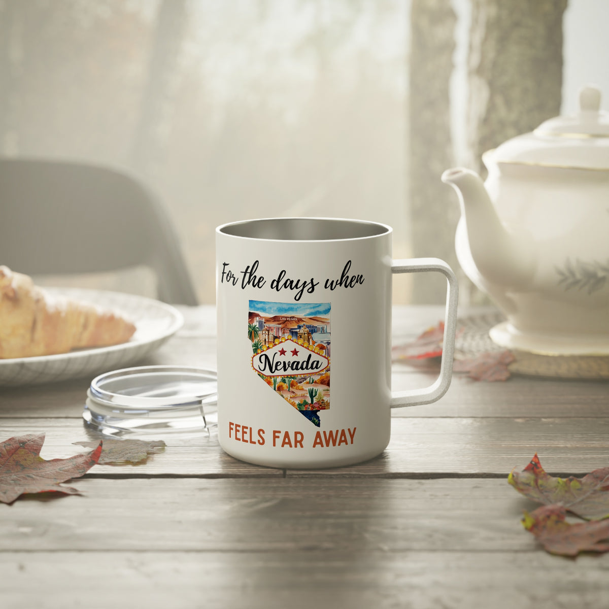 Nevada feels far away Insulated Coffee Mug, Missing Nevada Coffee tumbler, Homesick Mug
