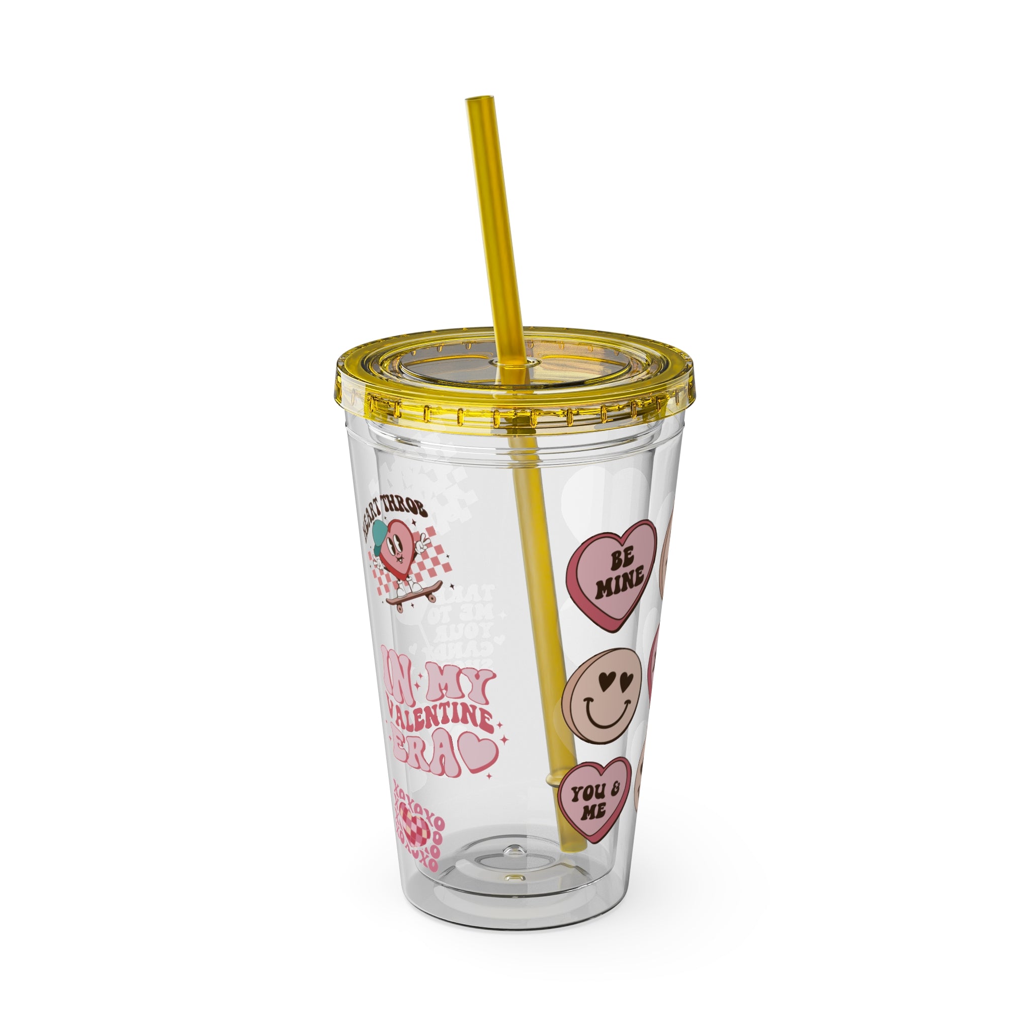 Valentine be mine Tumbler, Iced Coffee Cup, Trendy Coffee Mug, Soda Cups, Sunsplash Tumbler with lid and straw, 16oz