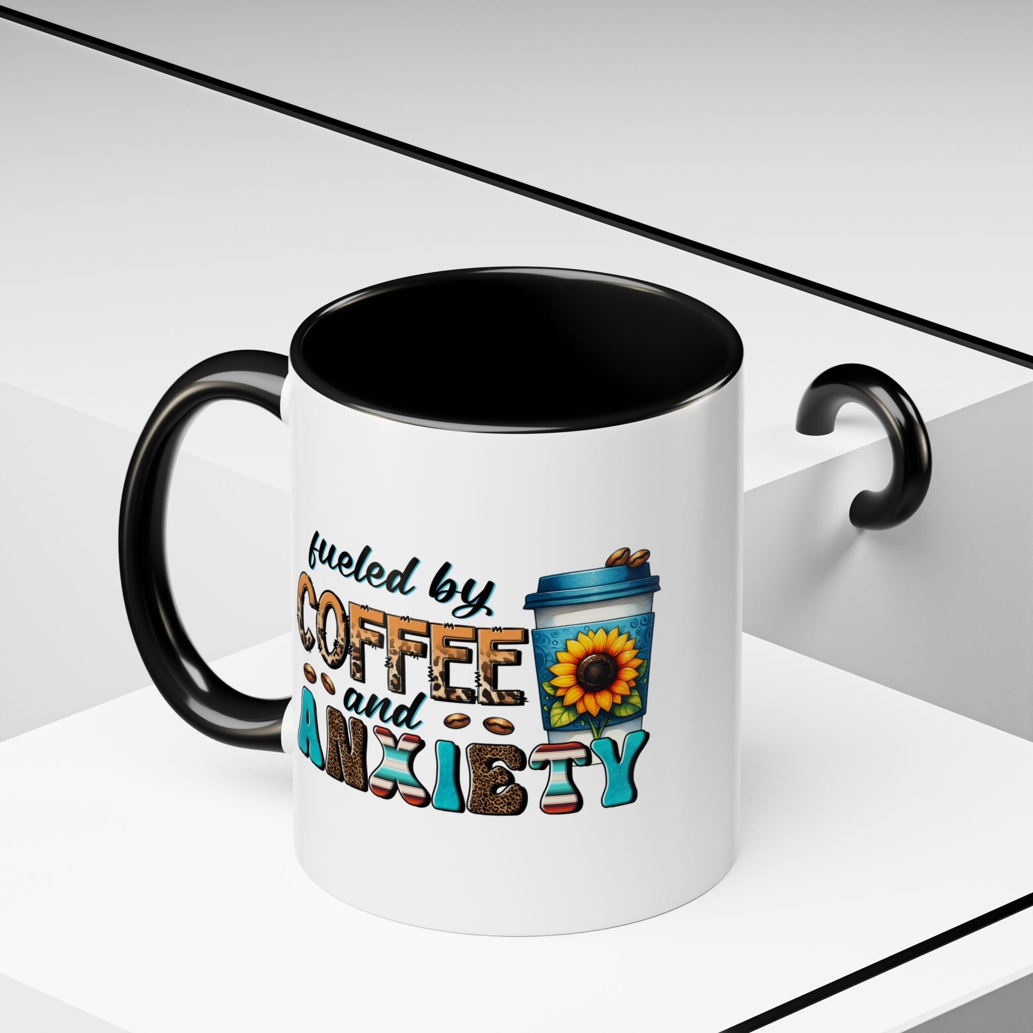 Fueled by Coffee and Anxiety Mug, Fun Coffee Cup, Gift for Coffee Lovers