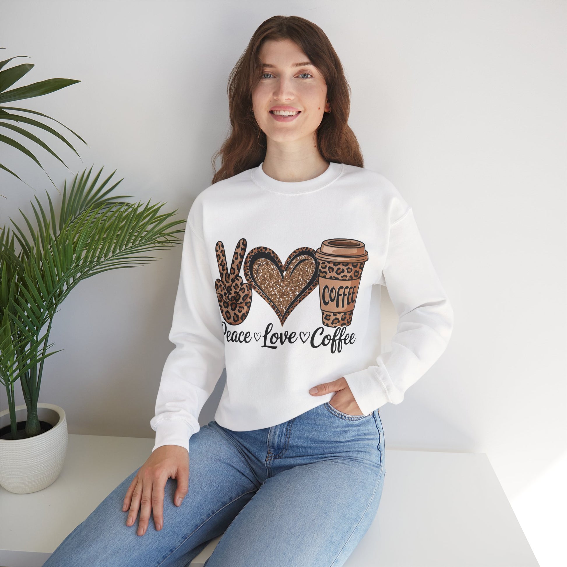 Peace Love Coffee Graphic Sweatshirt, Gift for Coffee Lovers