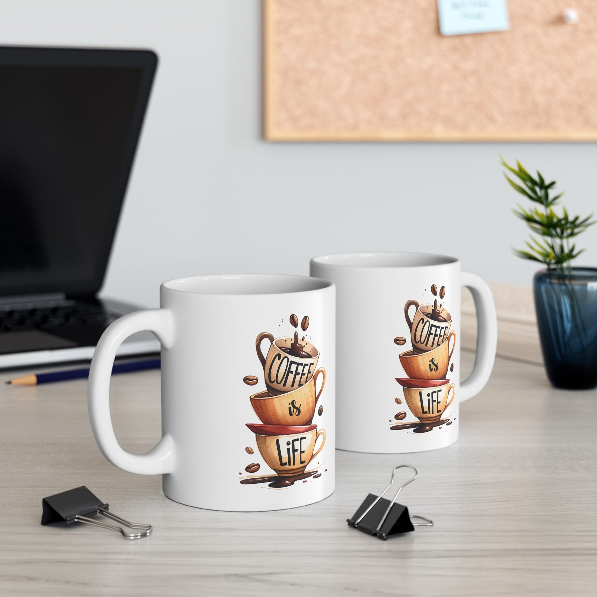 Cozy Coffee Lover's Ceramic Mug, Coffee is my Life Coffee Mug 11oz