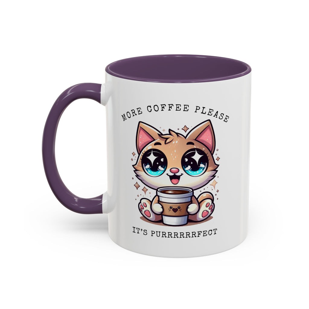 Cute Cat Coffee Mug - More Coffee Please, Adorable Gift for Cat Lovers, Fun Kitchen Decor, Perfect for Birthdays or Holidays