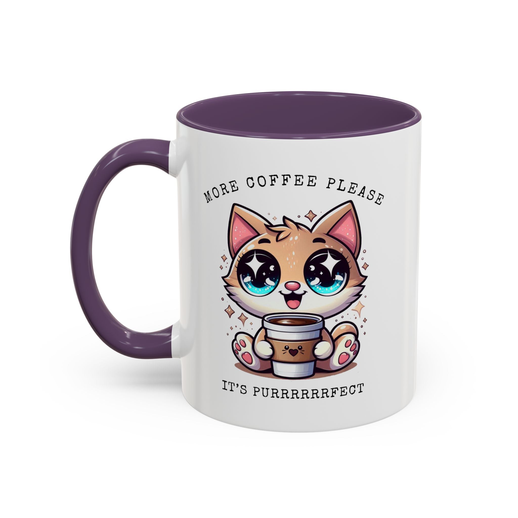 Cute Cat Coffee Mug - More Coffee Please, Adorable Gift for Cat Lovers, Fun Kitchen Decor, Perfect for Birthdays or Holidays