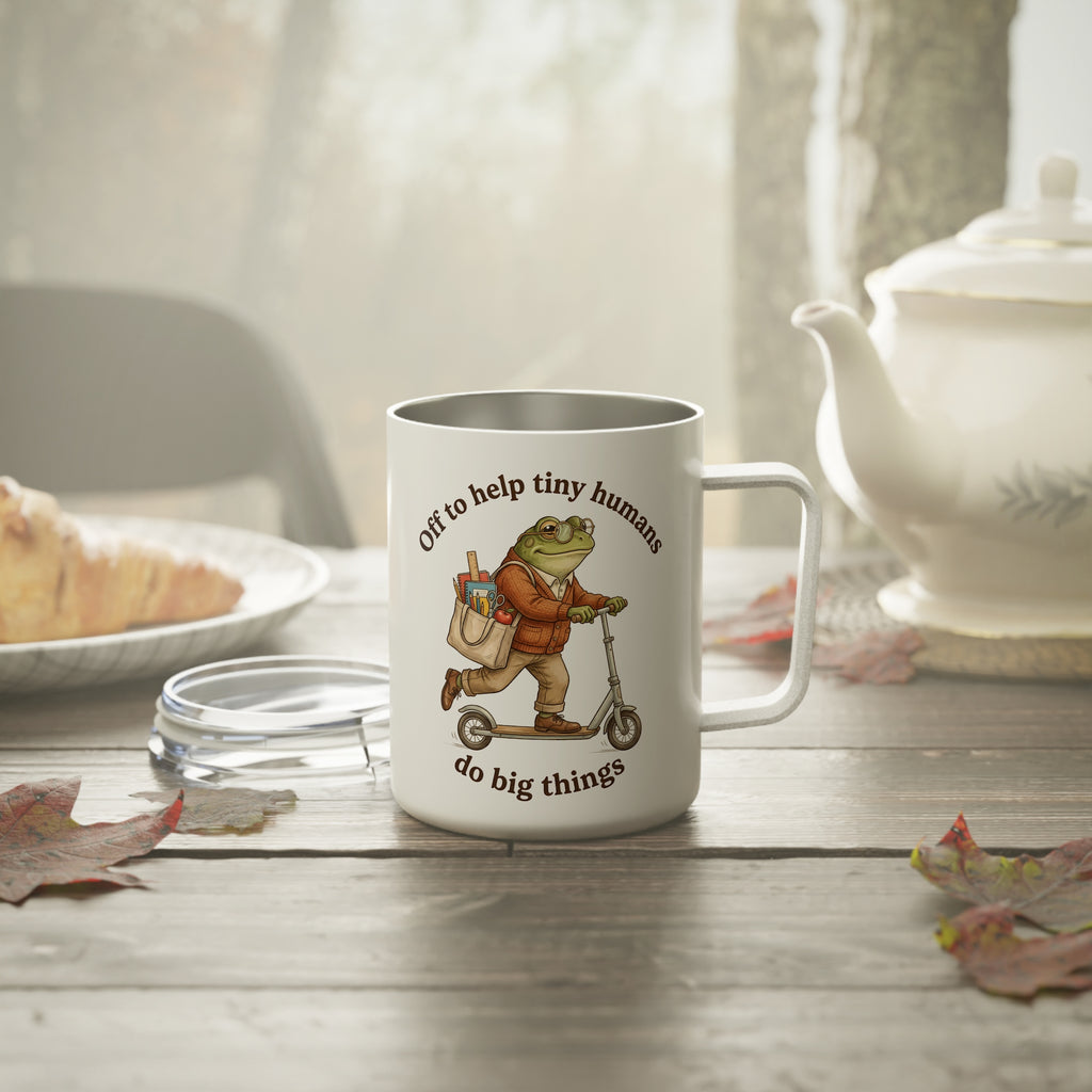 Off to help Tiny Humans do Big Things Insulated Coffee Mug, Teacher Travel Mug