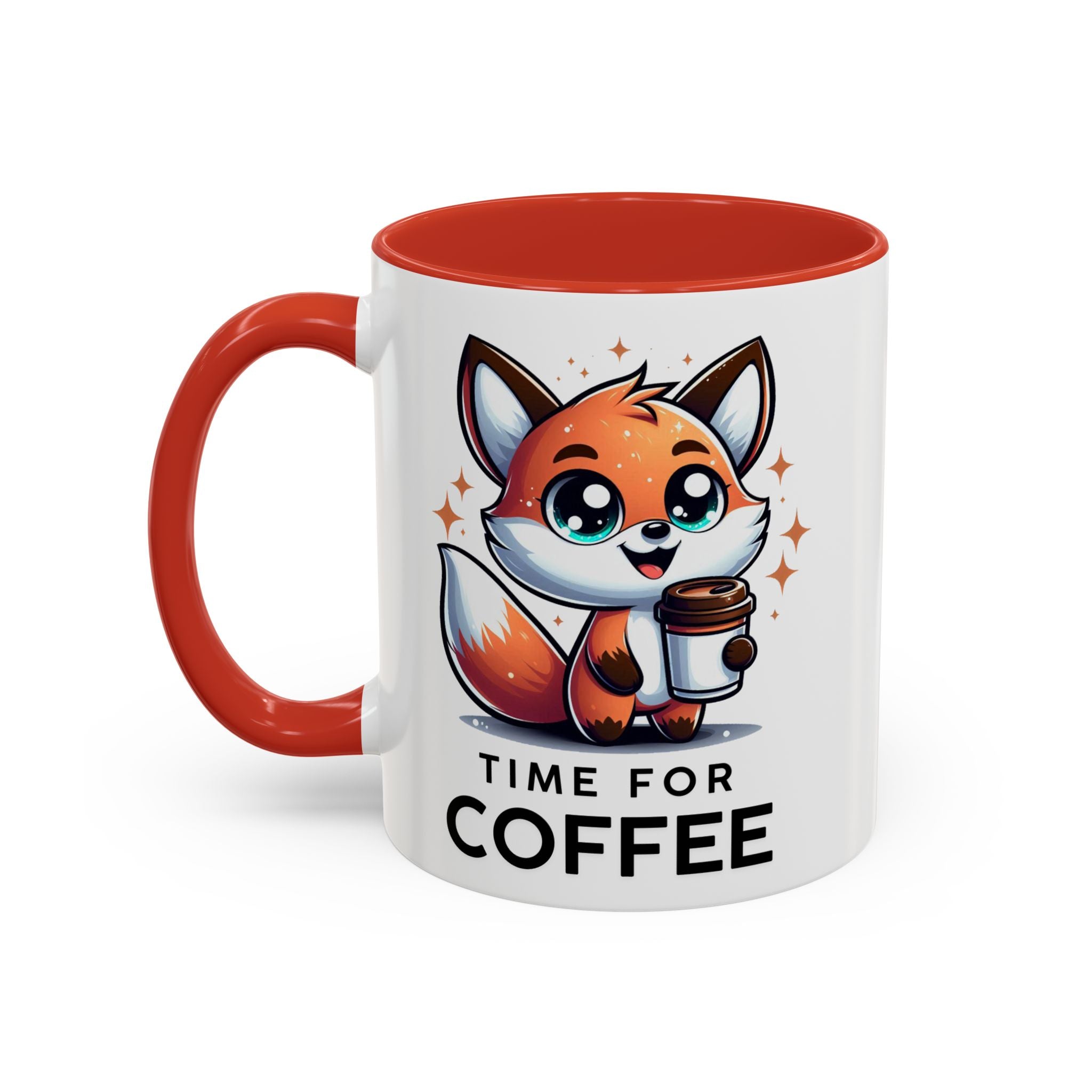 Cute Fox Coffee Mug - Time for Coffee, Animal Lover Gift, Fun Kitchenware, Personalize for Birthdays, Office Decor