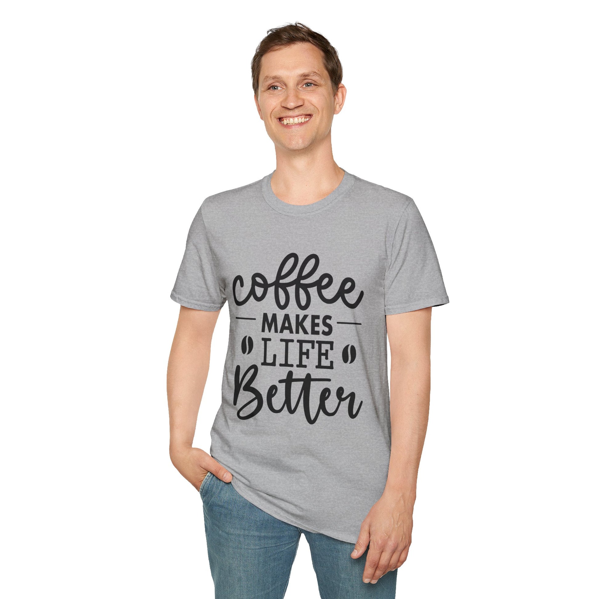 Coffee makes Life Better T-Shirt, Coffee Lovers Unisex Softstyle T-Shirt