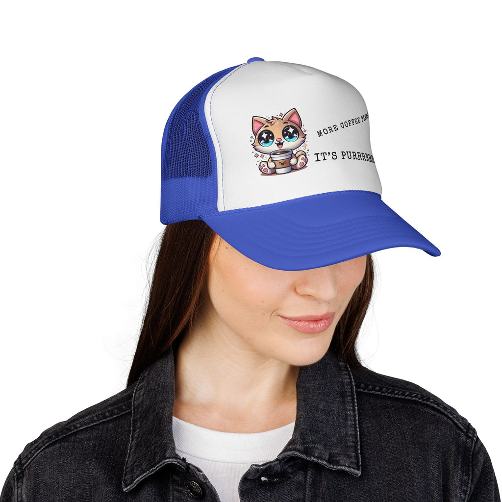 Cute Cat Coffee Trucker Cap - Perfect for Pet Lovers, Outdoor Adventures, Summer Days, Gift for Cat Owners, Stylish Headwear
