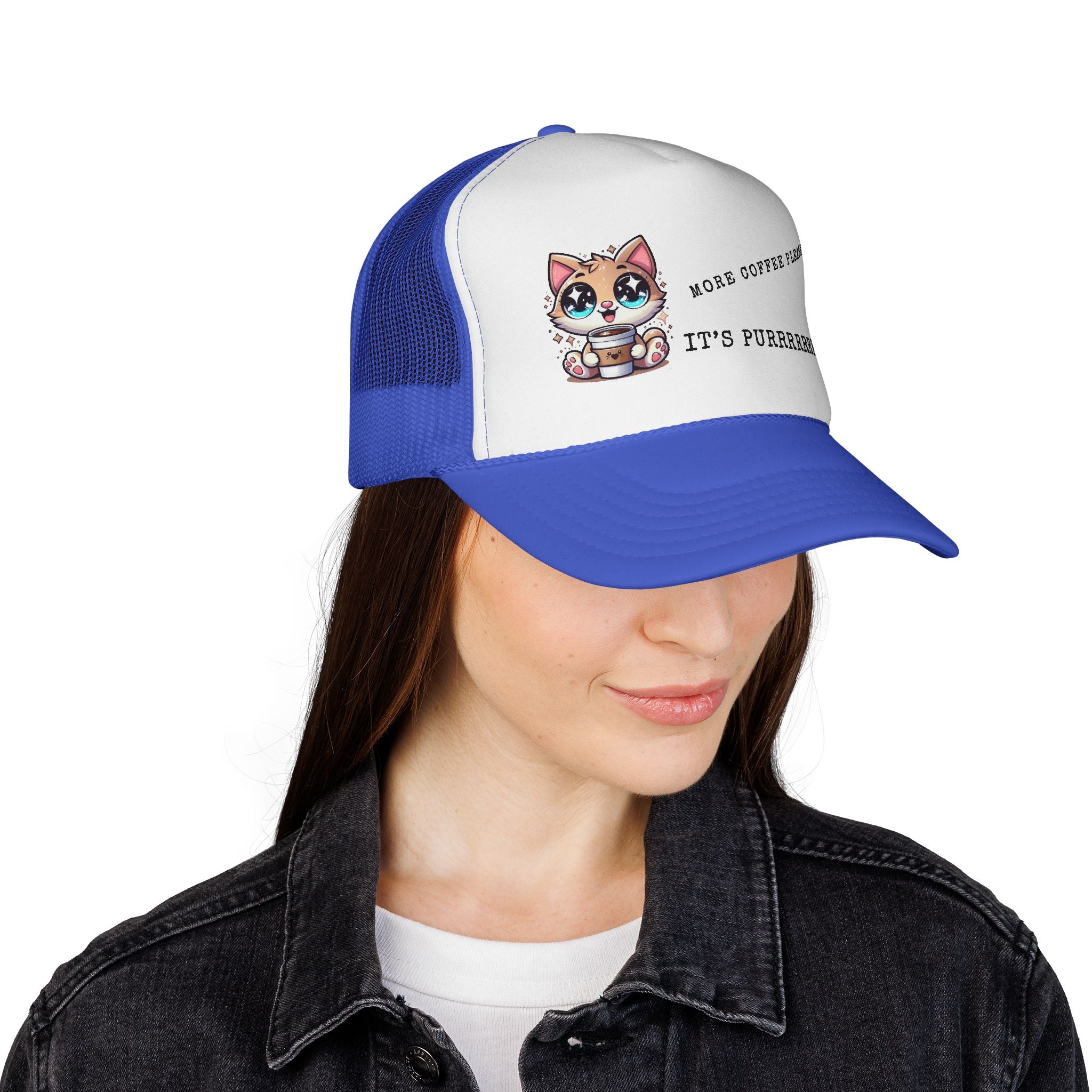 Cute Cat Coffee Trucker Cap - Perfect for Pet Lovers, Outdoor Adventures, Summer Days, Gift for Cat Owners, Stylish Headwear