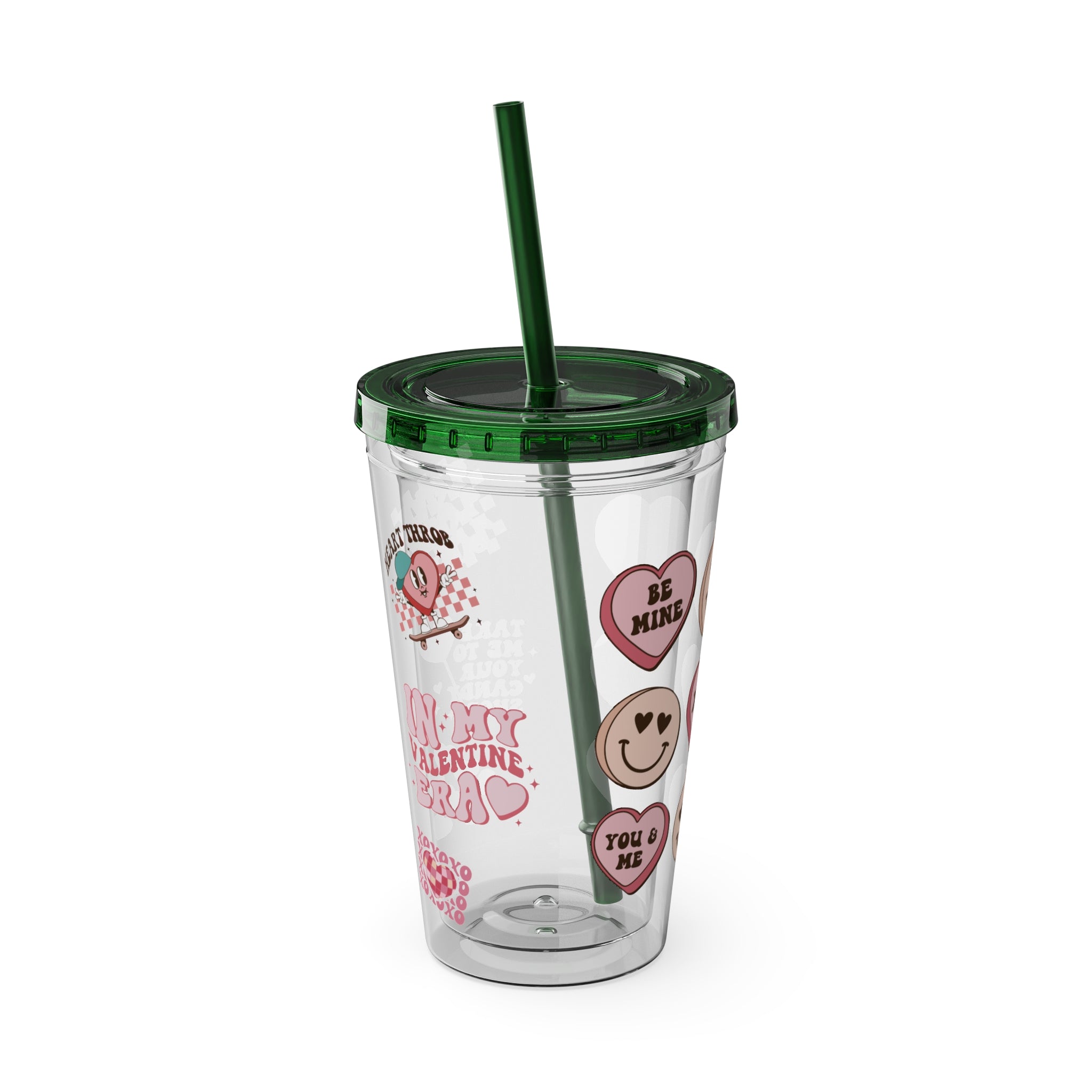 Valentine be mine Tumbler, Iced Coffee Cup, Trendy Coffee Mug, Soda Cups, Sunsplash Tumbler with lid and straw, 16oz