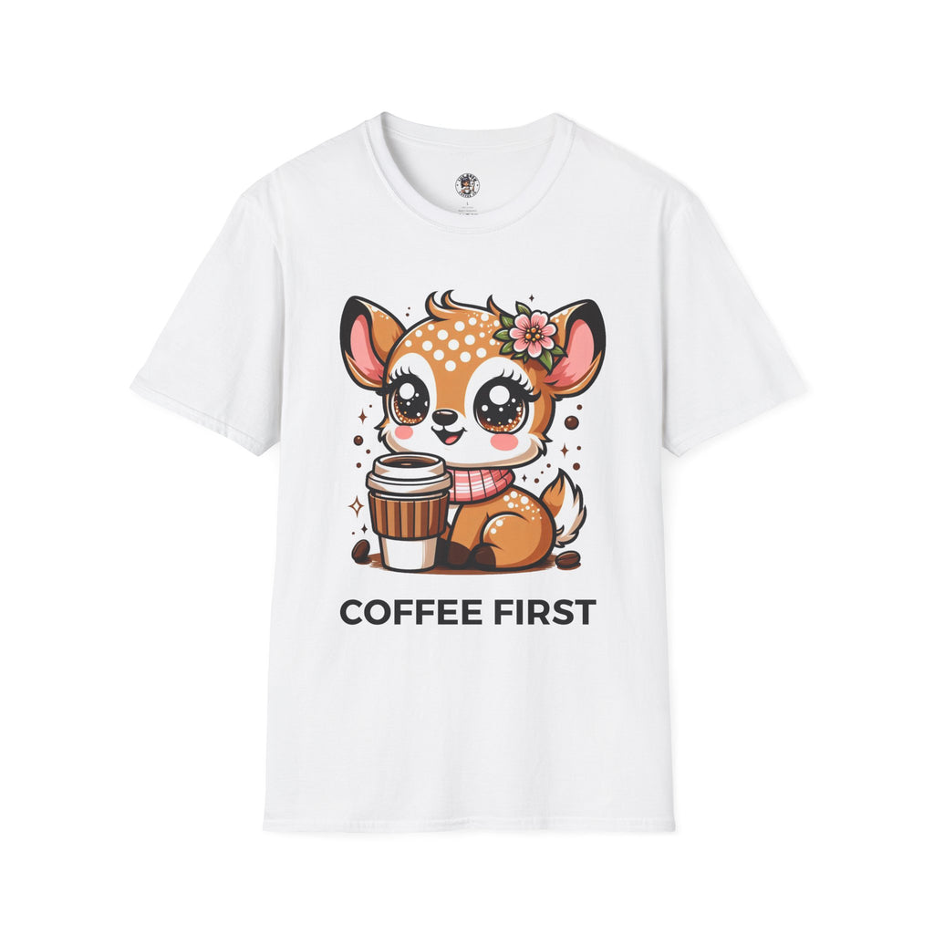 Coffee First Cute Baby Deer Unisex Softstyle T-Shirt
