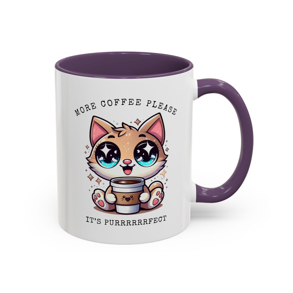 Cute Cat Coffee Mug - More Coffee Please, Adorable Gift for Cat Lovers, Fun Kitchen Decor, Perfect for Birthdays or Holidays