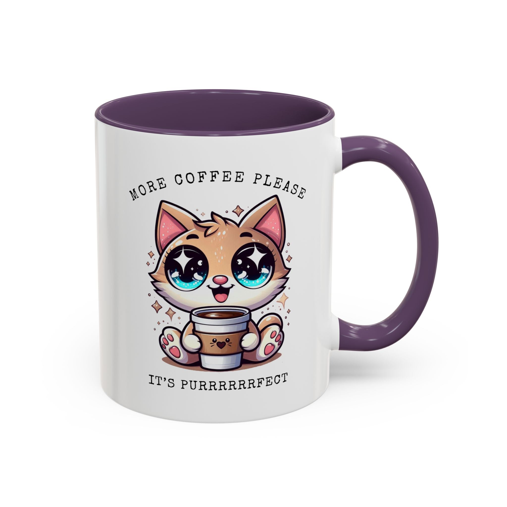 Cute Cat Coffee Mug - More Coffee Please, Adorable Gift for Cat Lovers, Fun Kitchen Decor, Perfect for Birthdays or Holidays