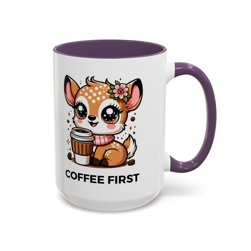 Cute Coffee Mug, Coffee First, Animal Lover Gift, Kawaii Mug, Adorable Animal Coffee Cup