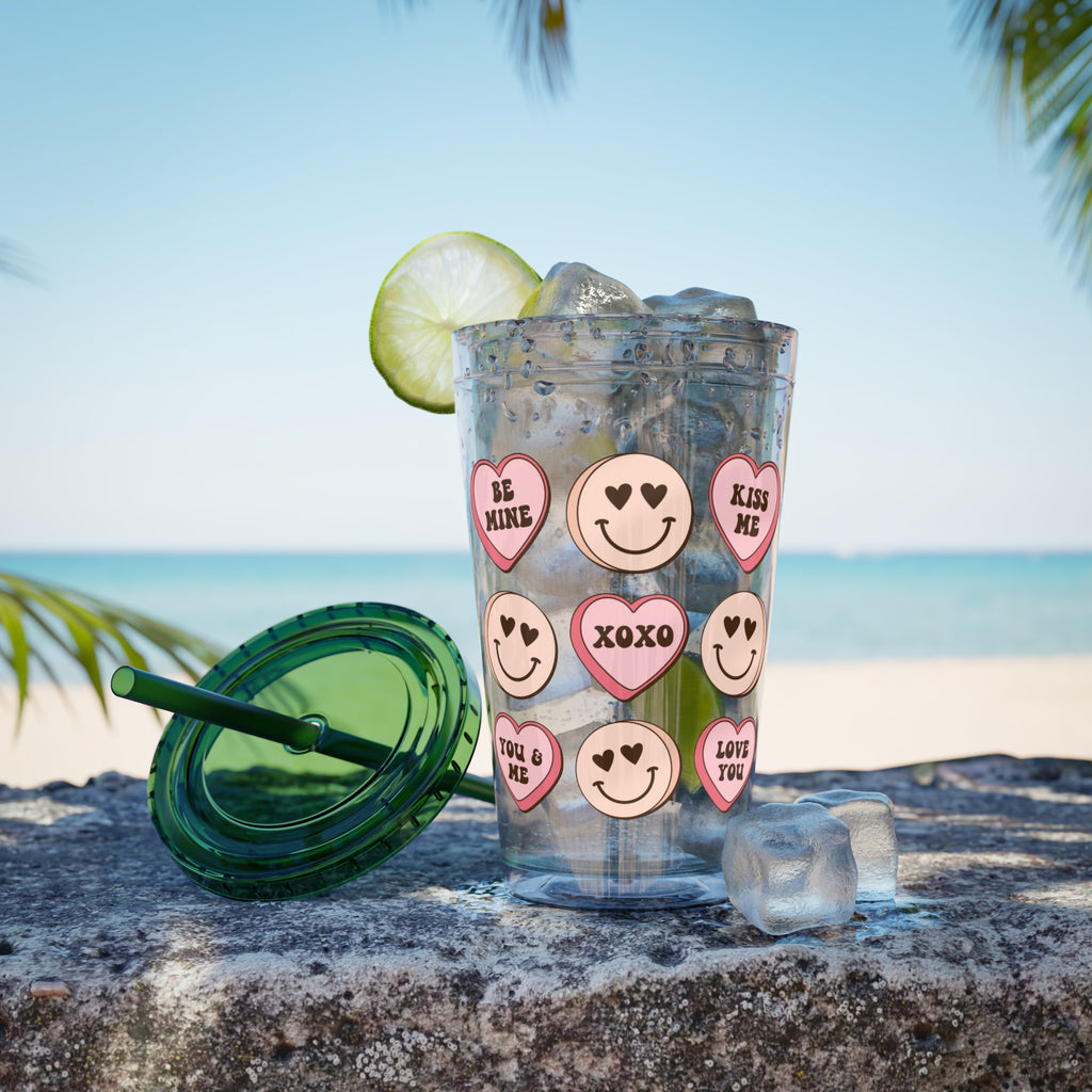 Valentine be mine Tumbler, Iced Coffee Cup, Trendy Coffee Mug, Soda Cups, Sunsplash Tumbler with lid and straw, 16oz