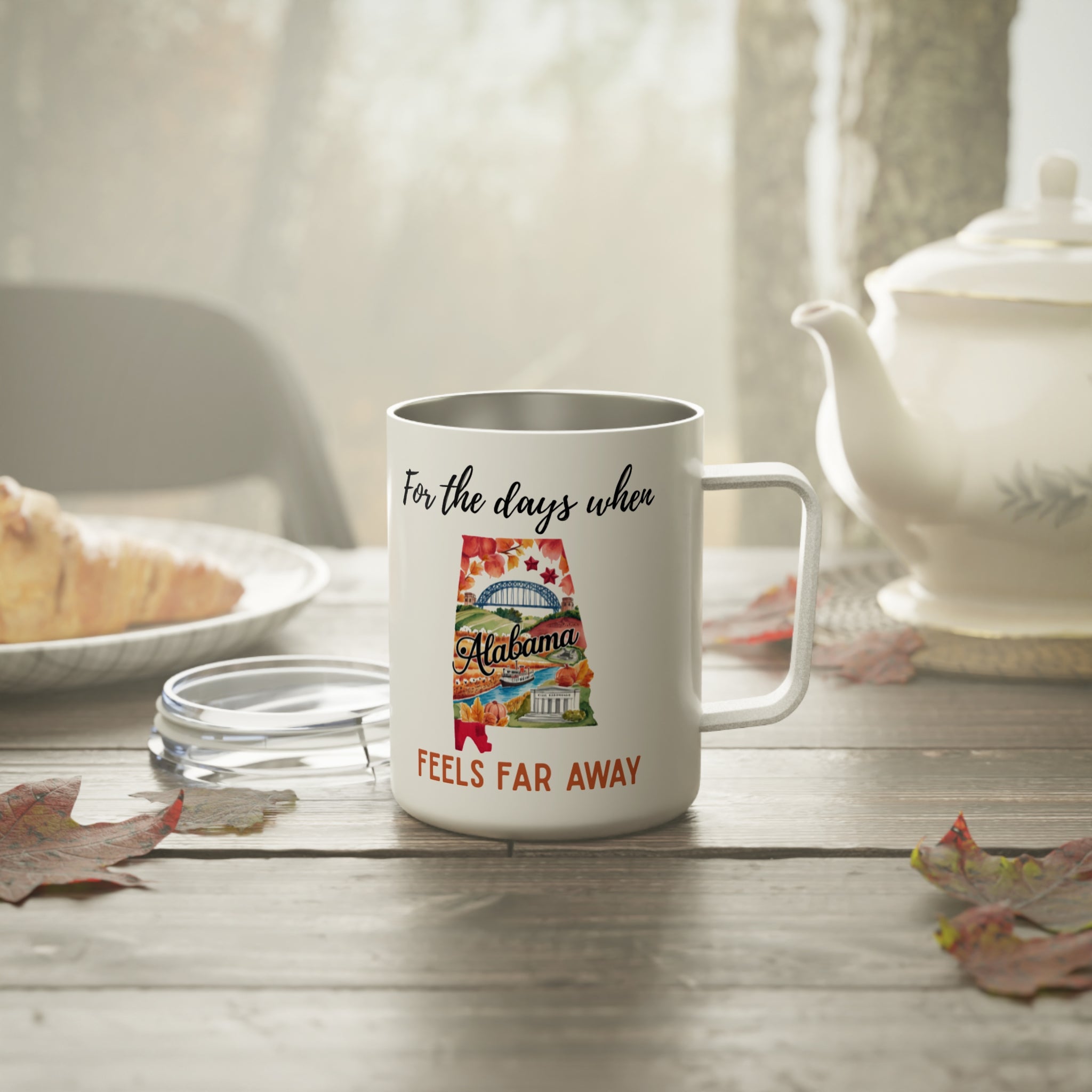 Alabama feels far away Insulated Coffee Mug, Missing Alabama Coffee tumbler, Homesick Mug