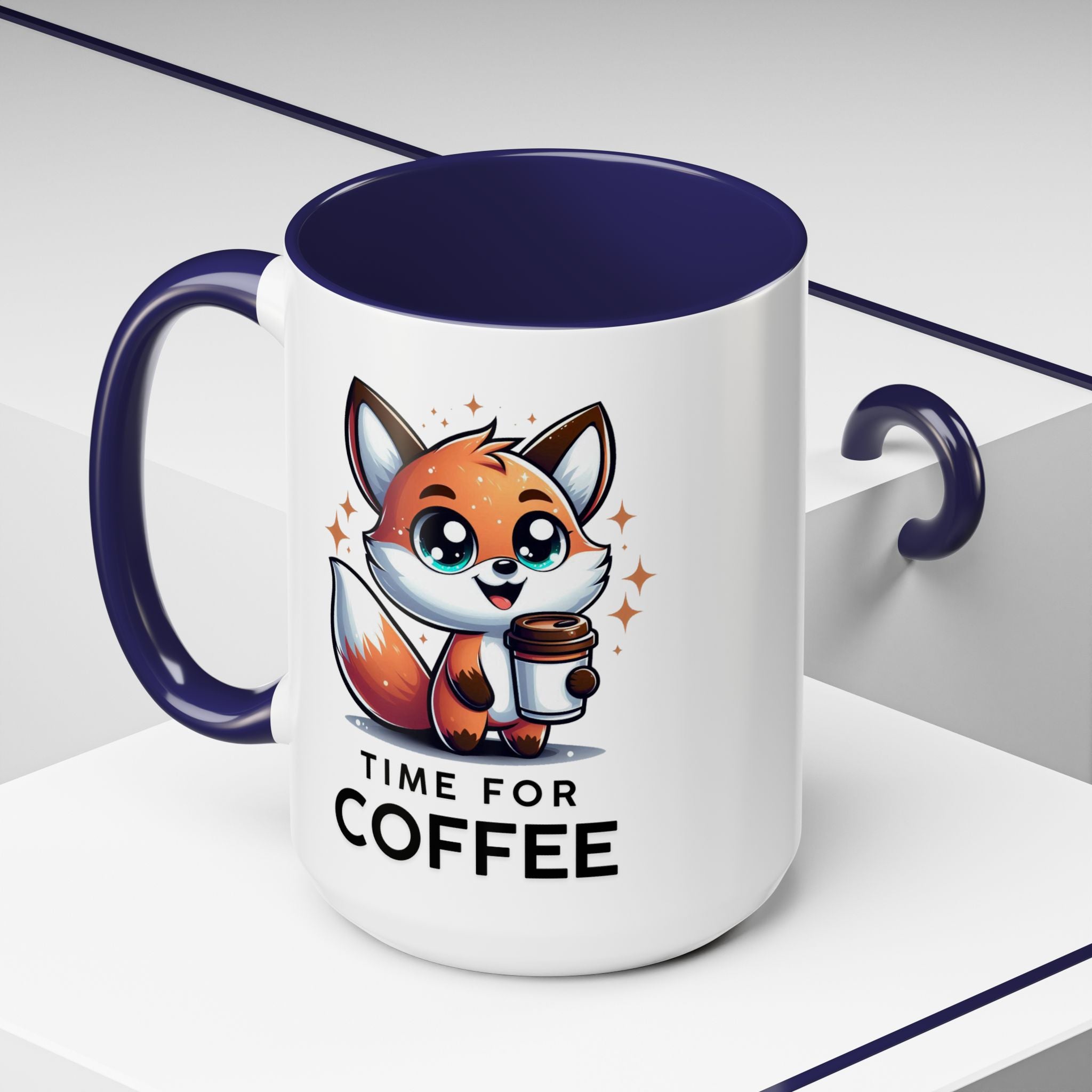 Cute Fox Coffee Mug - Time for Coffee, Animal Lover Gift, Fun Kitchenware, Personalize for Birthdays, Office Decor