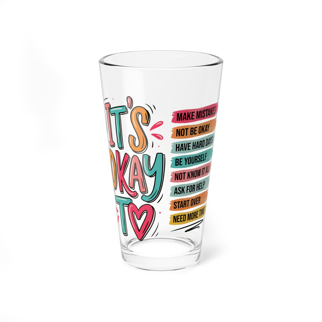 It's okay to make mistakes glass cup, Positive affirmation iced coffee glass, Mental health awareness gift